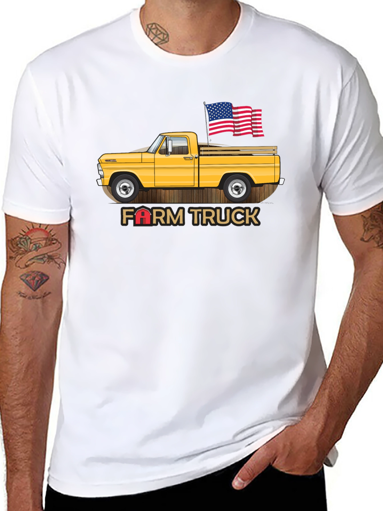 Black Farm Truck Graphic Tee - Patriotic Vintage Design view 8