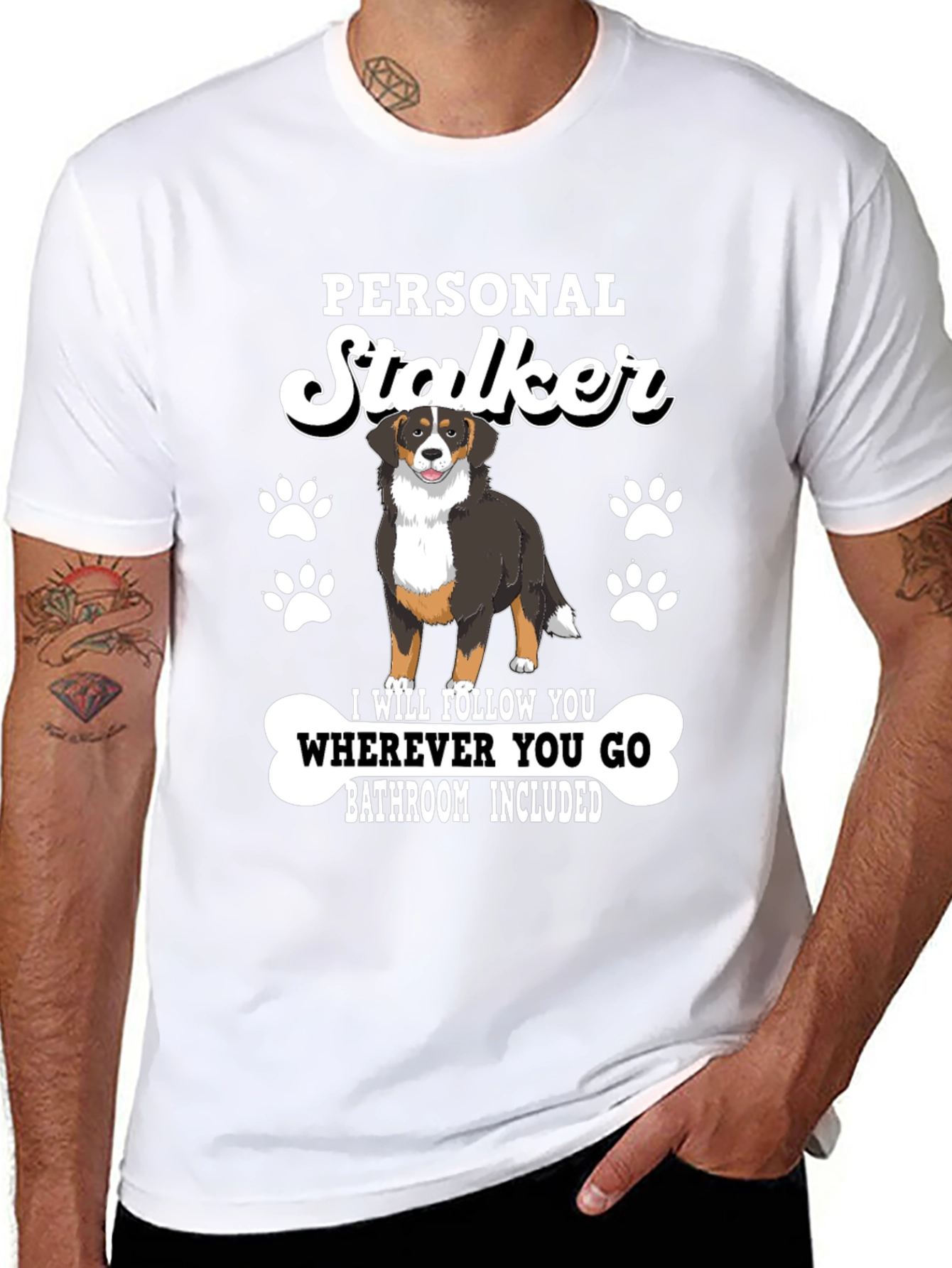 Black Personal Stalker Dog T-Shirt view 8