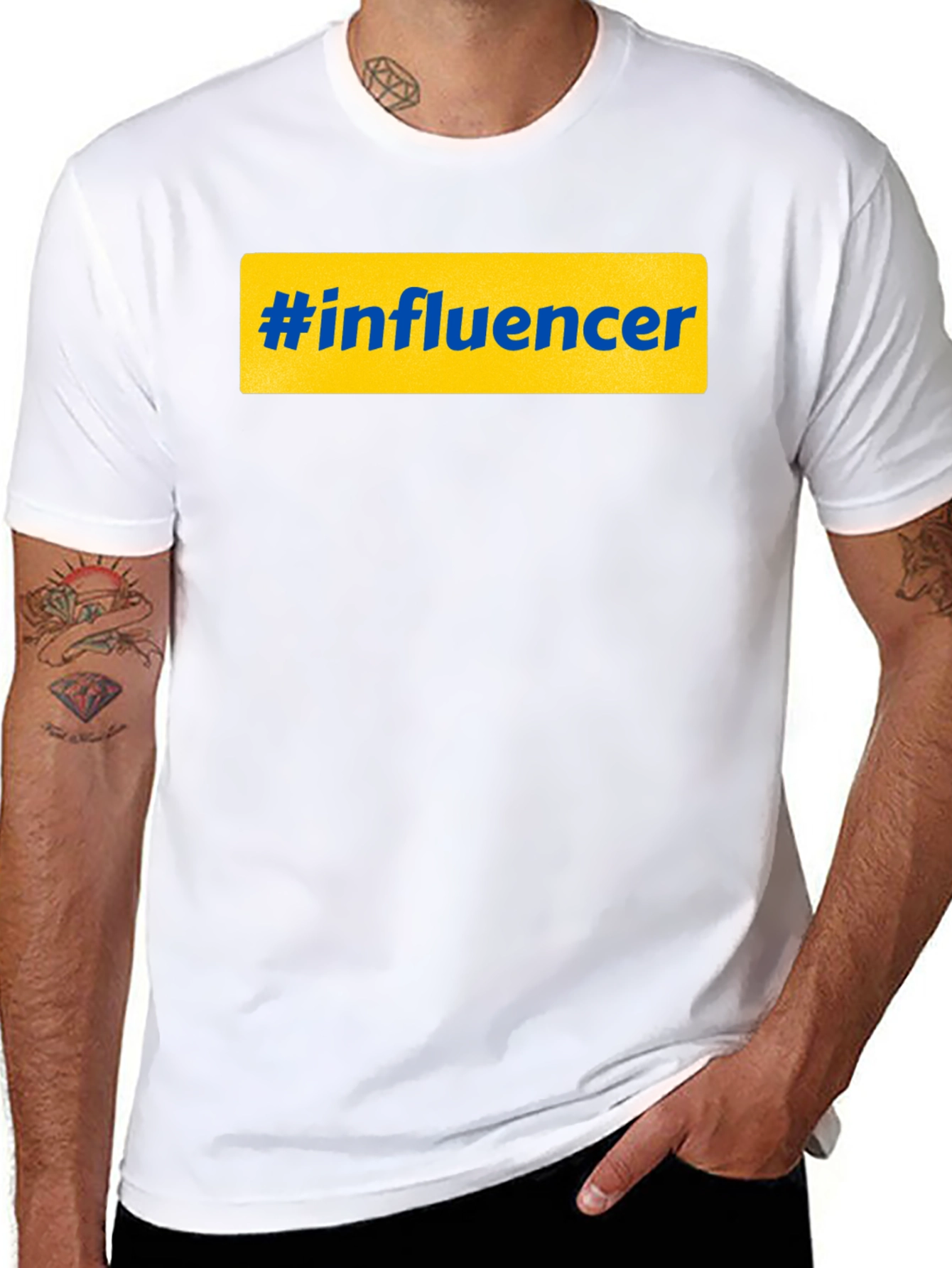 Black Hashtag Influencer Graphic Tee - Black Casual T-Shirt view 8