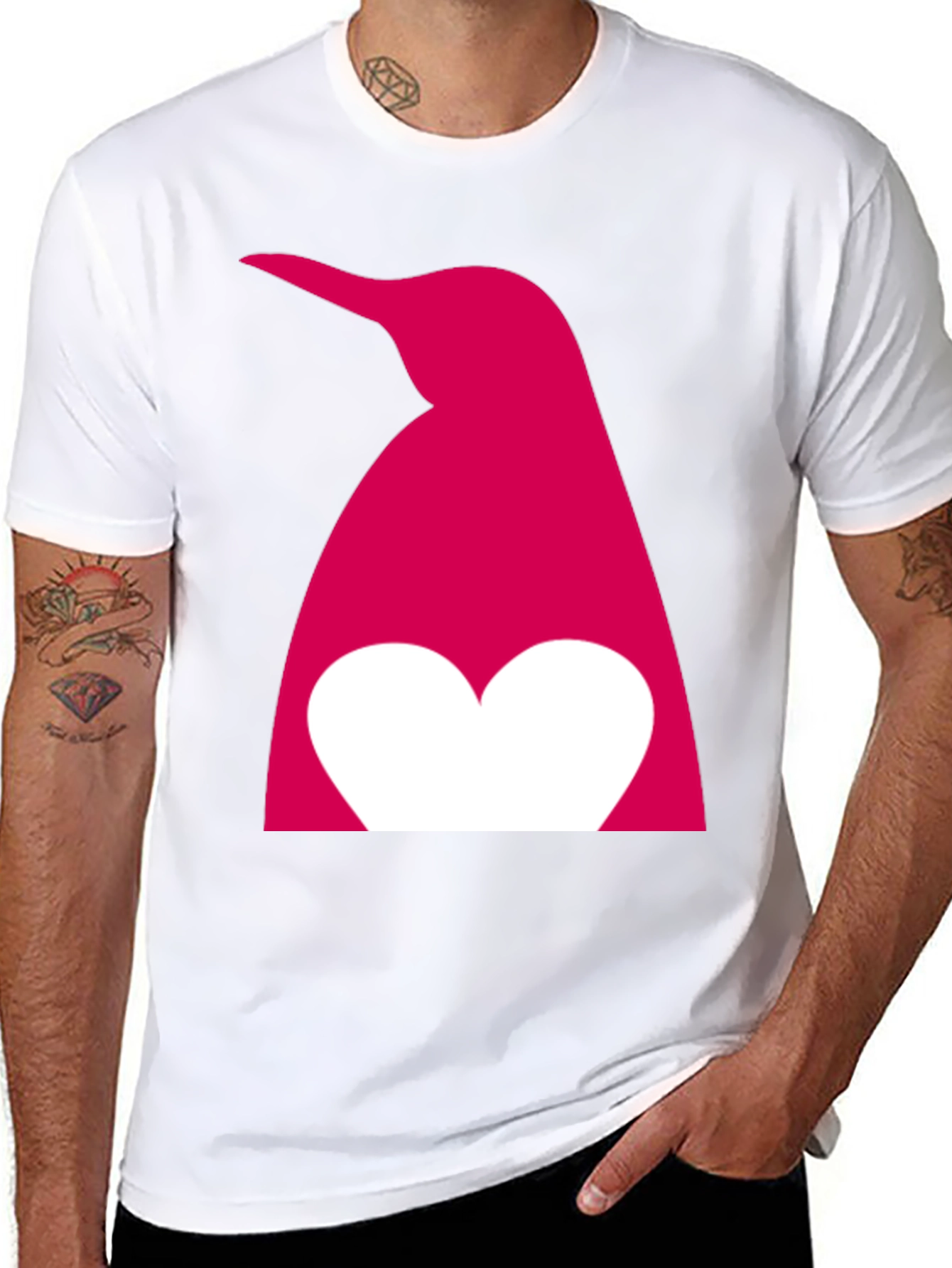 Black Penguin Heart Graphic T-Shirt - Black view 8