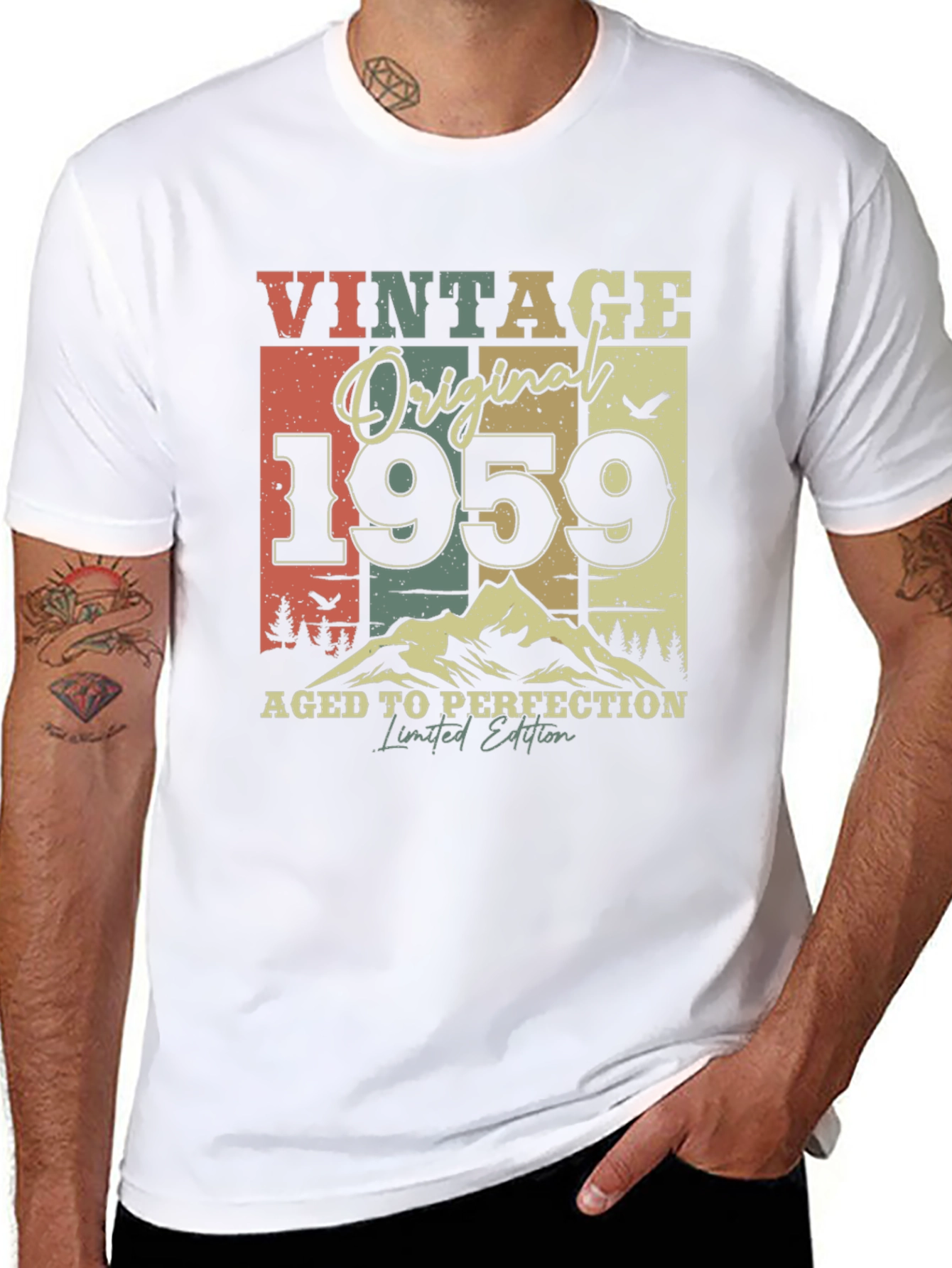 Black Vintage 1959 Aged to Perfection Limited Edition T-Shirt view 8