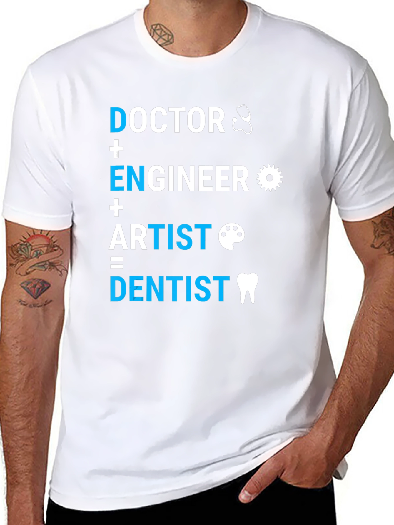 Black Doctor, Engineer, Artist = Dentist T-Shirt view 8