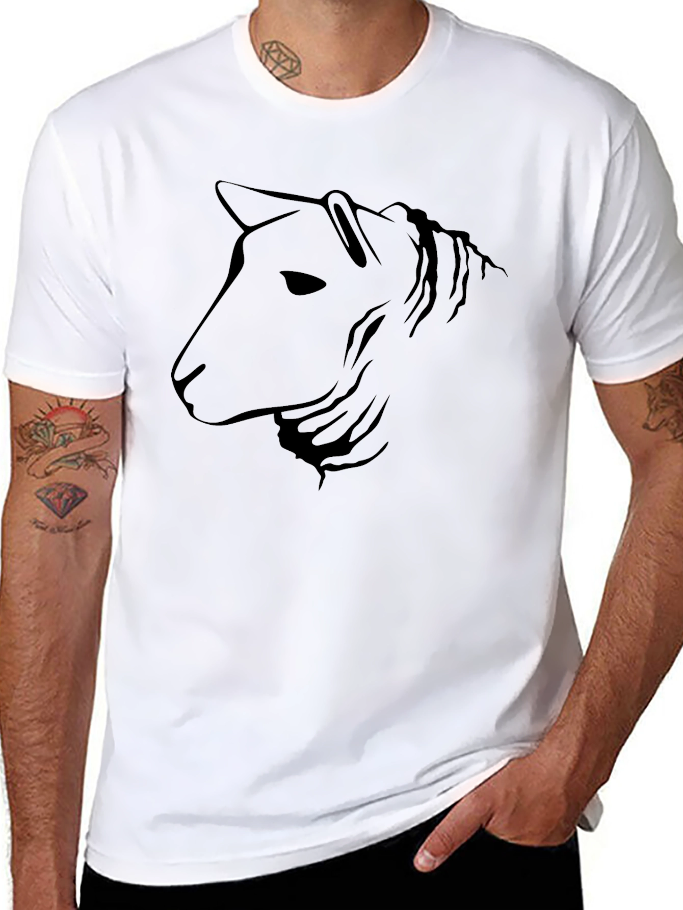 Black Stylized Horse Graphic Tee - Black view 8