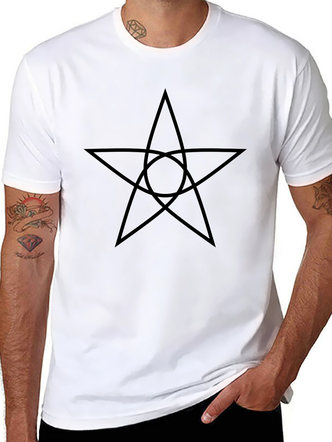 Black Occult Star Graphic Black T-Shirt view 8