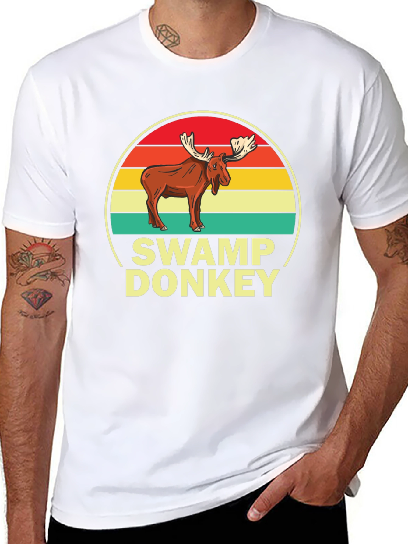 Black Swamp Donkey T-Shirt, Moose Graphic Tee view 8