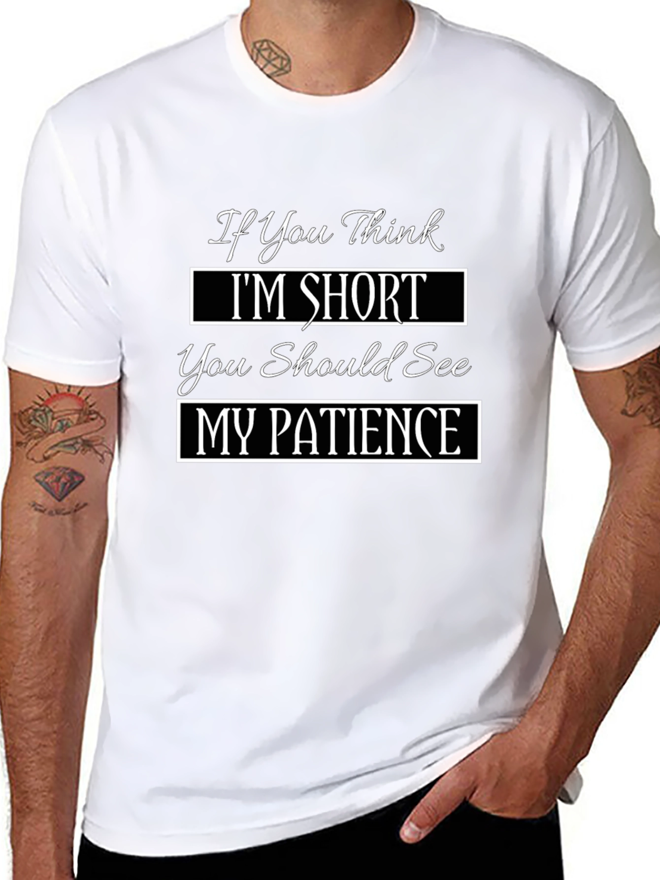 Black Funny Short Patience Graphic T-Shirt view 8