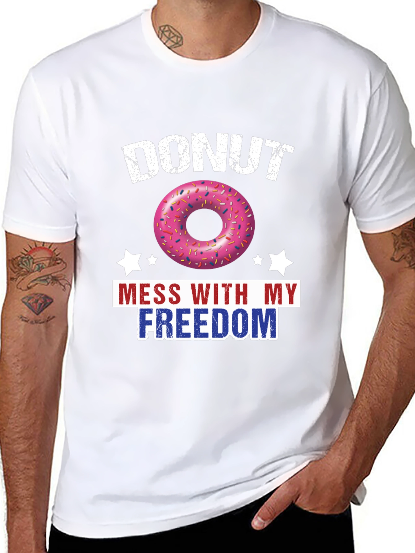 Black Donut Mess With My Freedom Patriotic T-Shirt view 8