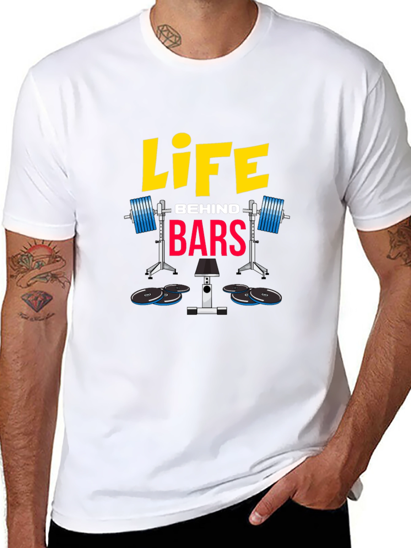 Black Life Behind Bars Graphic T-Shirt - Weightlifting Gym Tee view 8
