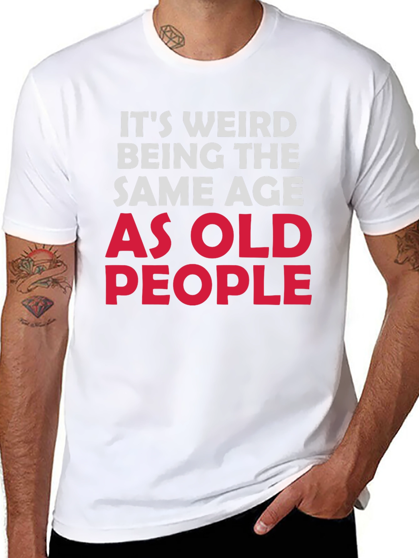 Black Funny "Same Age As Old People" Black T-Shirt view 8