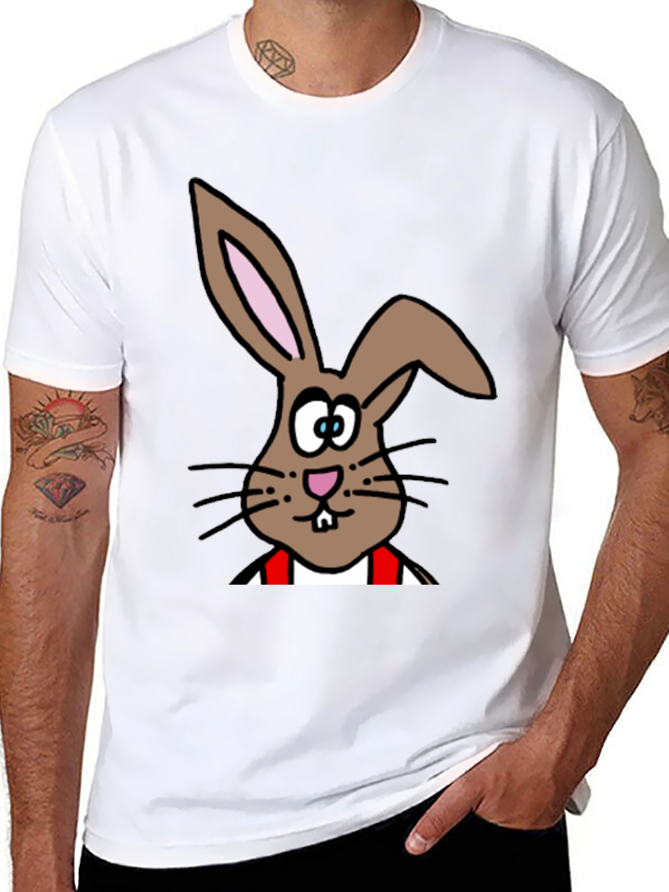Black Cartoon Bunny T-Shirt - Casual Cotton Tee view 8