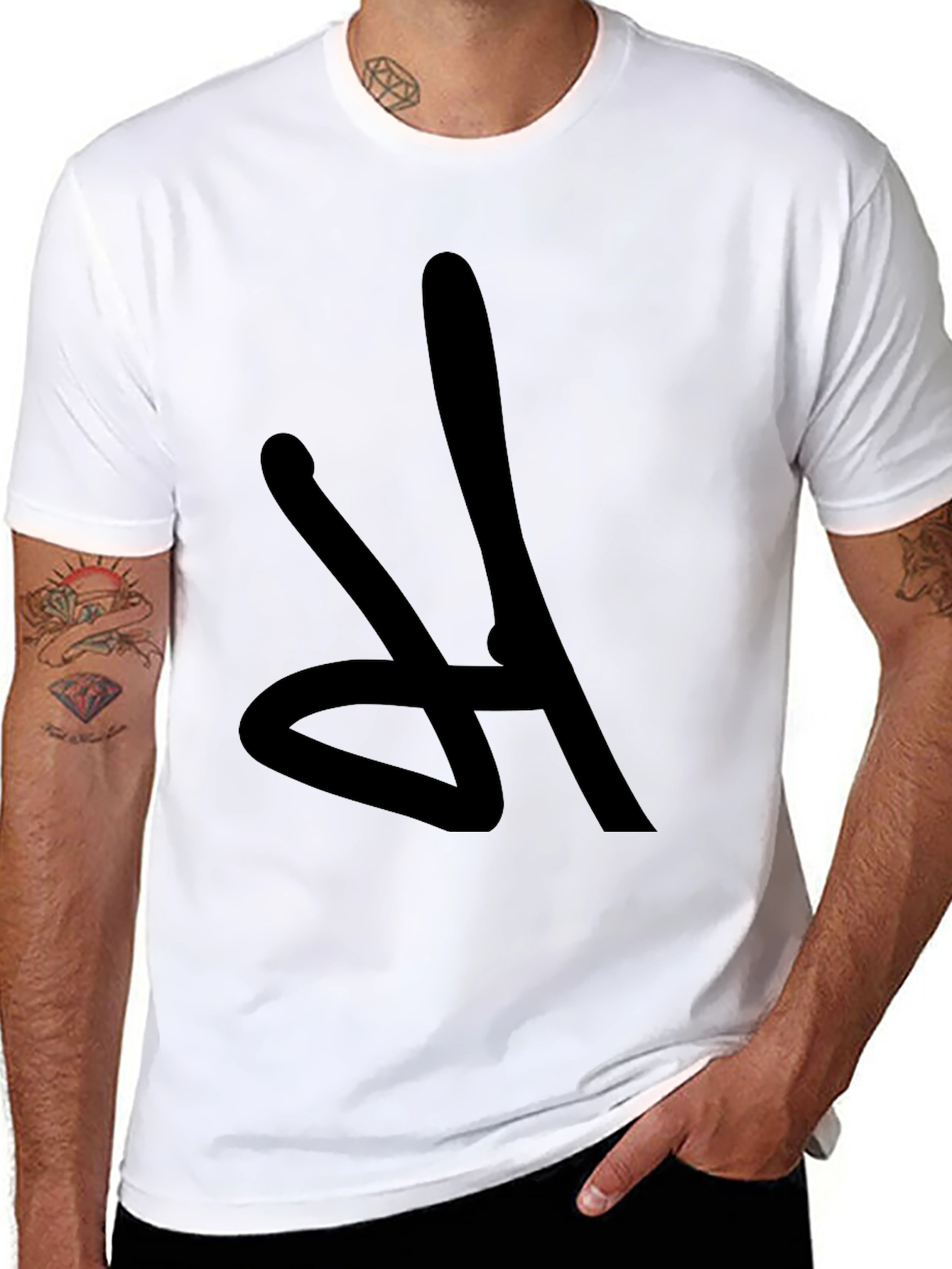 Black Bold Graphic Tee - Abstract Design, Casual Comfort view 8