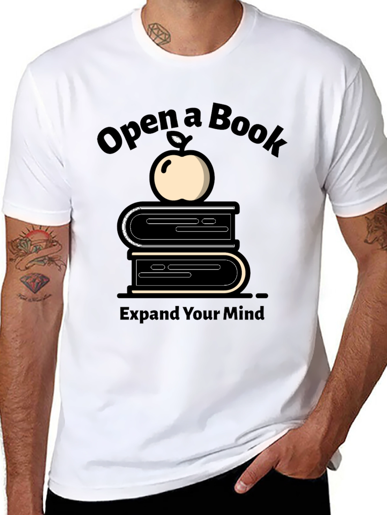 Black Open a Book Graphic Tee - Unisex Black T-Shirt view 8