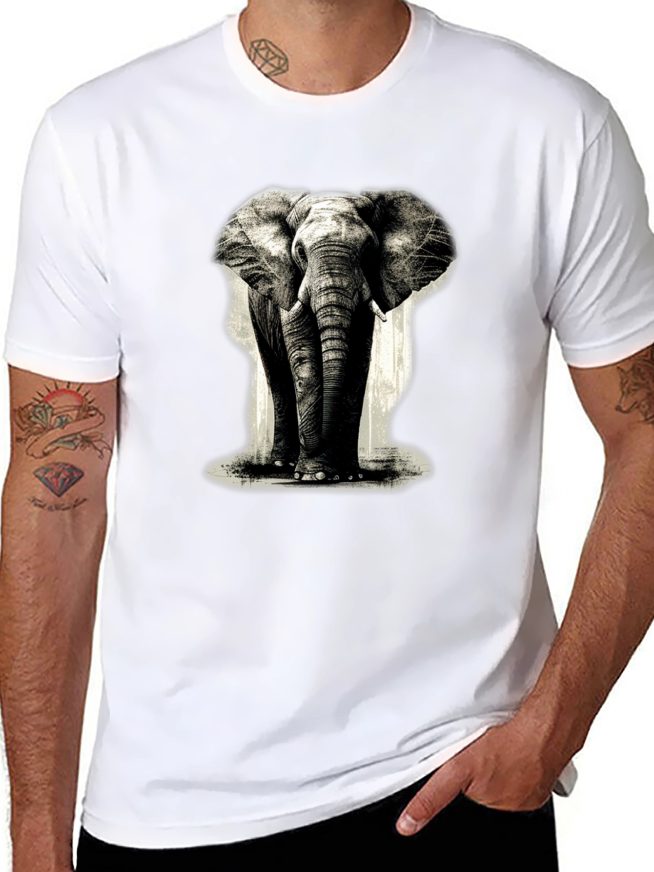 Black Elephant Graphic Black T-Shirt view 8