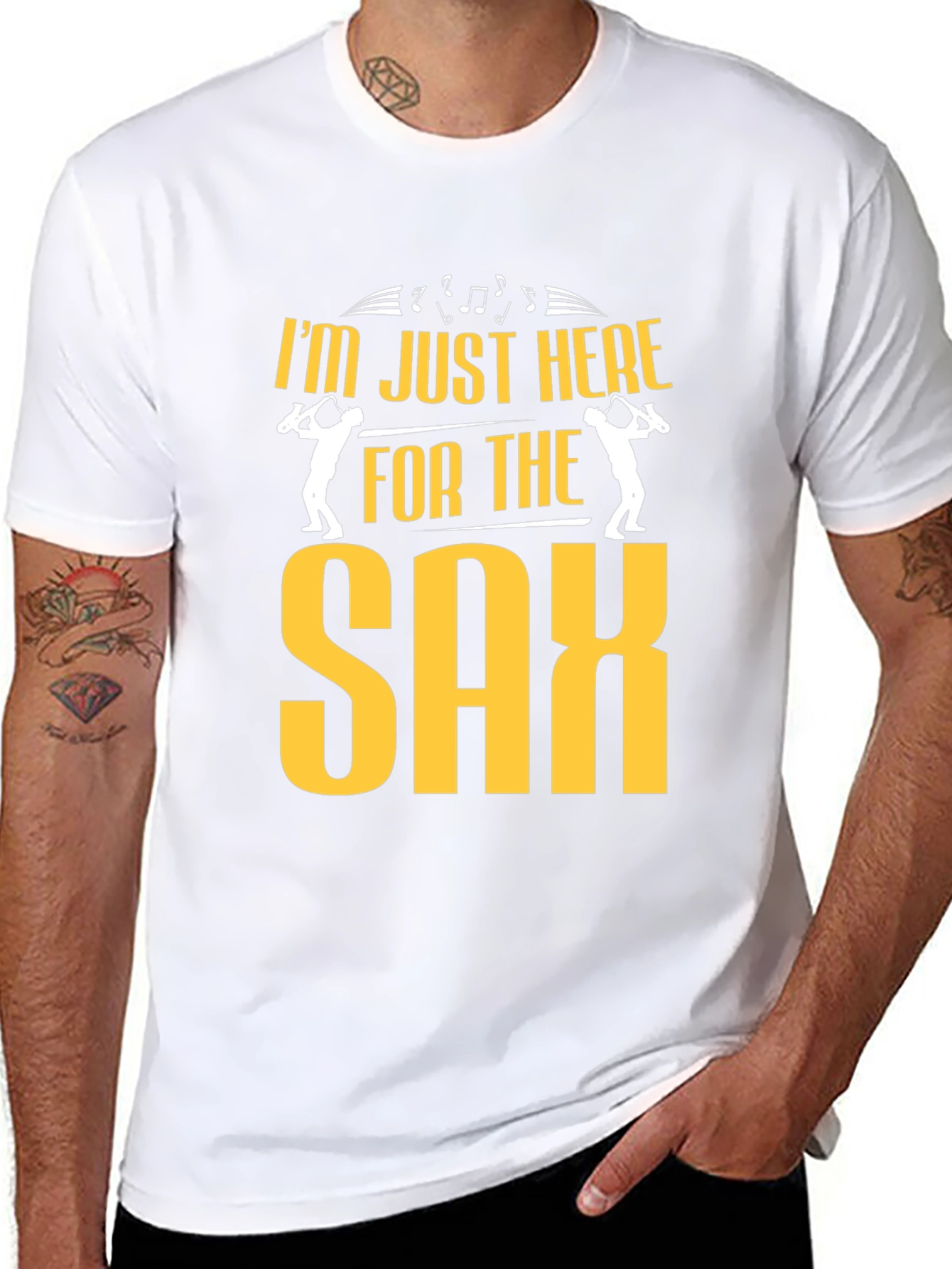 Black I'm Just Here For The Sax - Black Cotton T-Shirt view 8