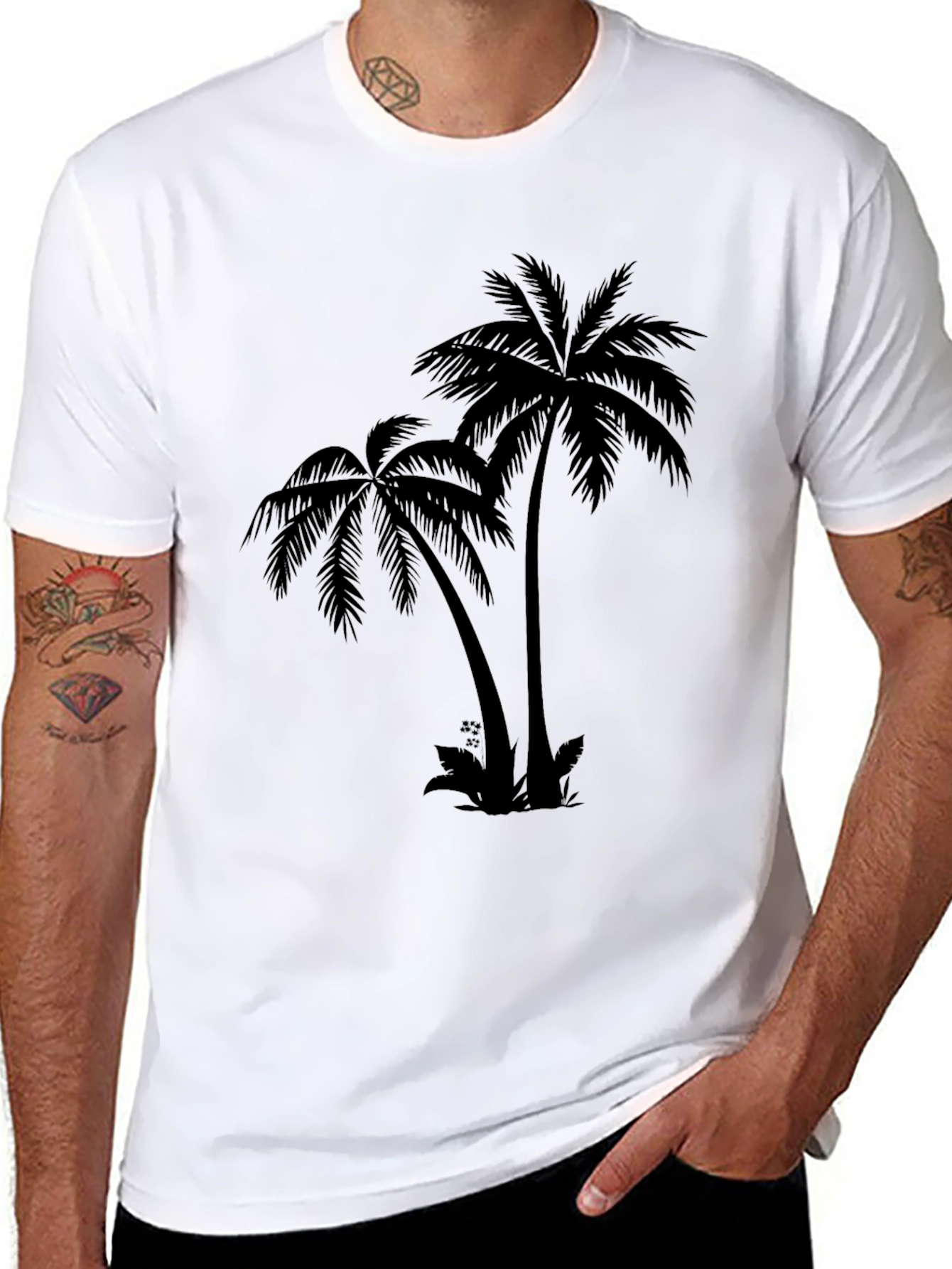 Black Palm Tree Graphic T-Shirt - Tropical Island Vibes view 8