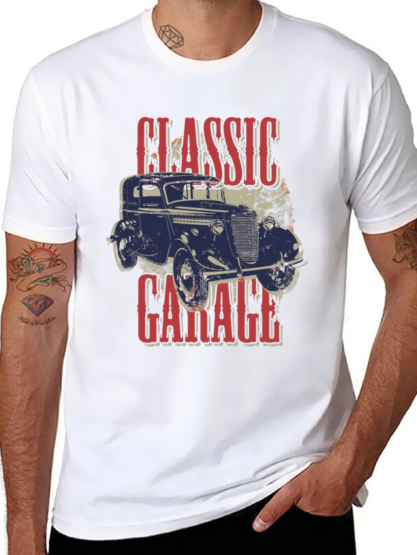Black Classic Garage Car T-Shirt view 8