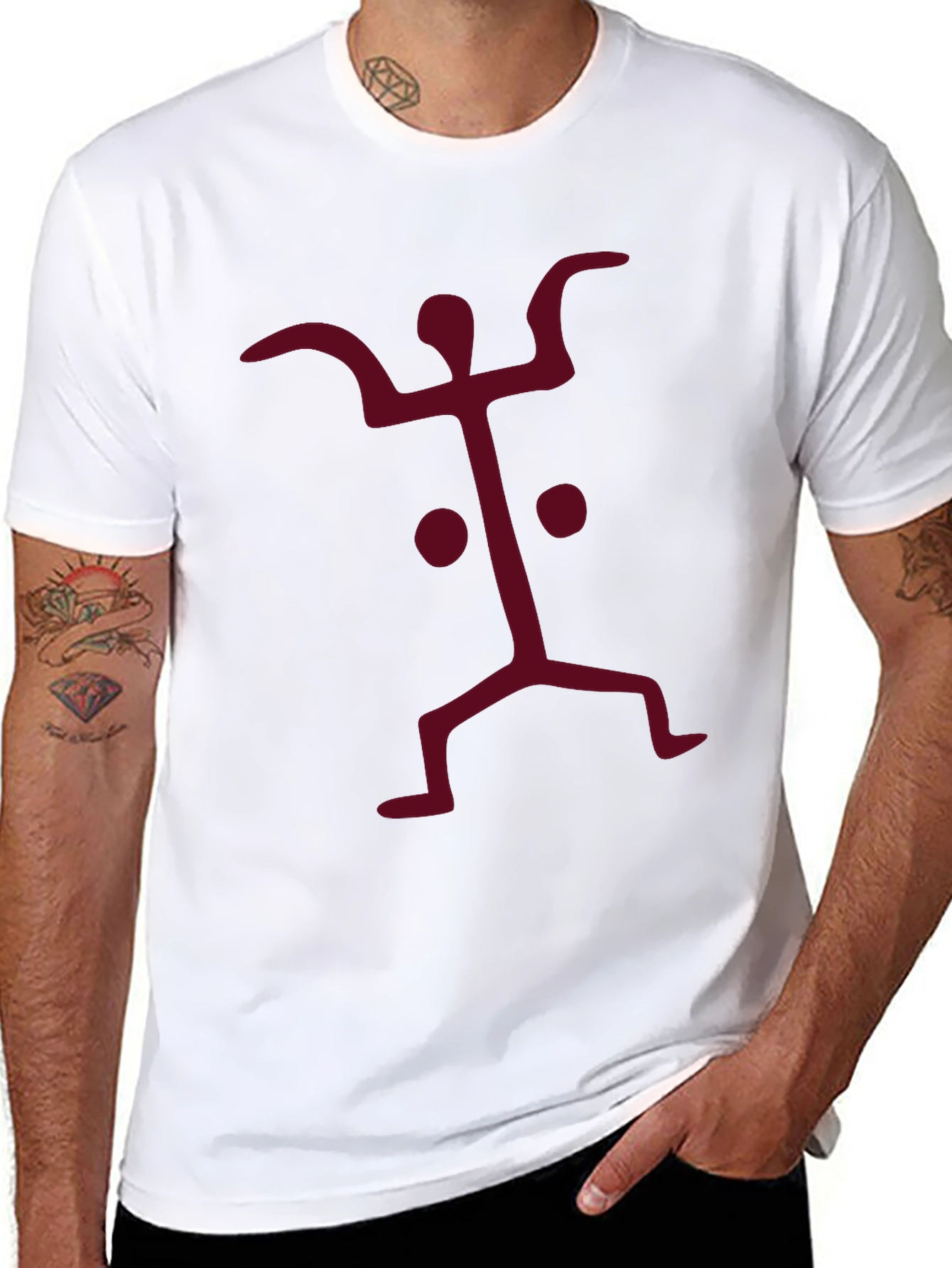 Black Abstract Graphic Print Crew Neck Tee view 8