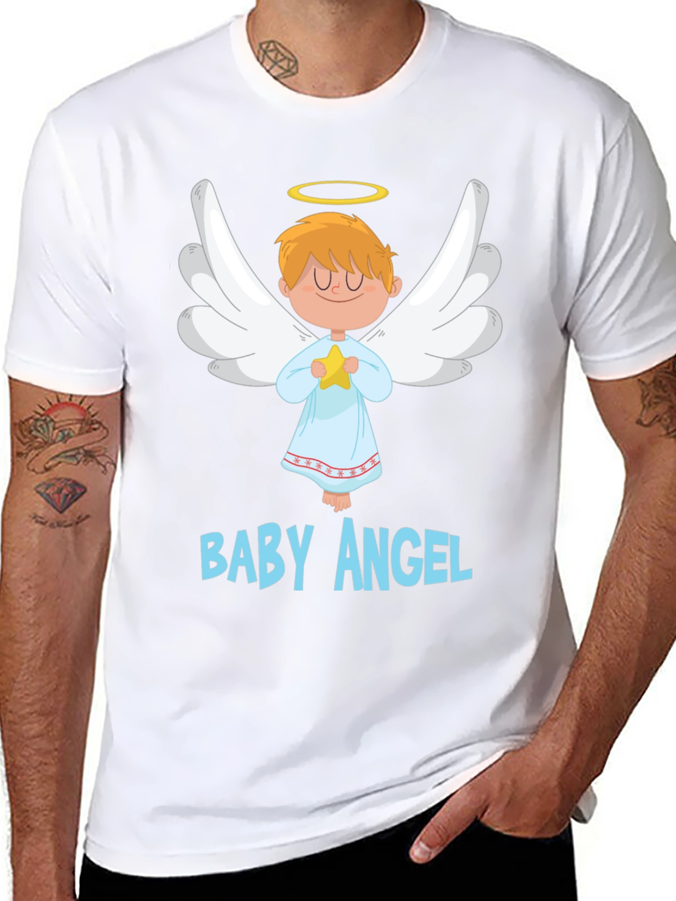 Black Baby Angel Graphic Tee - Cute & Comfortable Black T-Shirt view 8