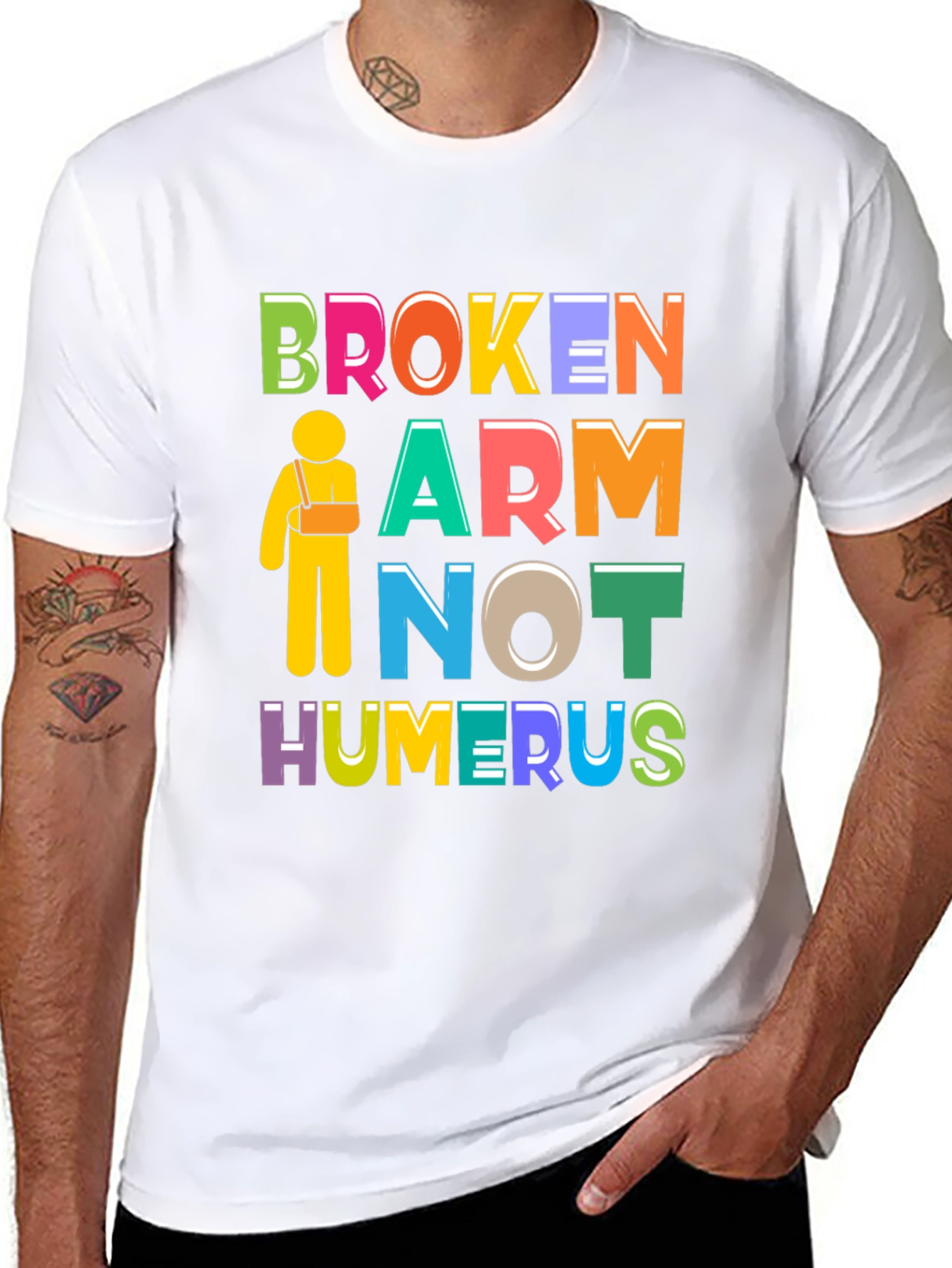 Black Broken Arm Humor Graphic Tee view 8