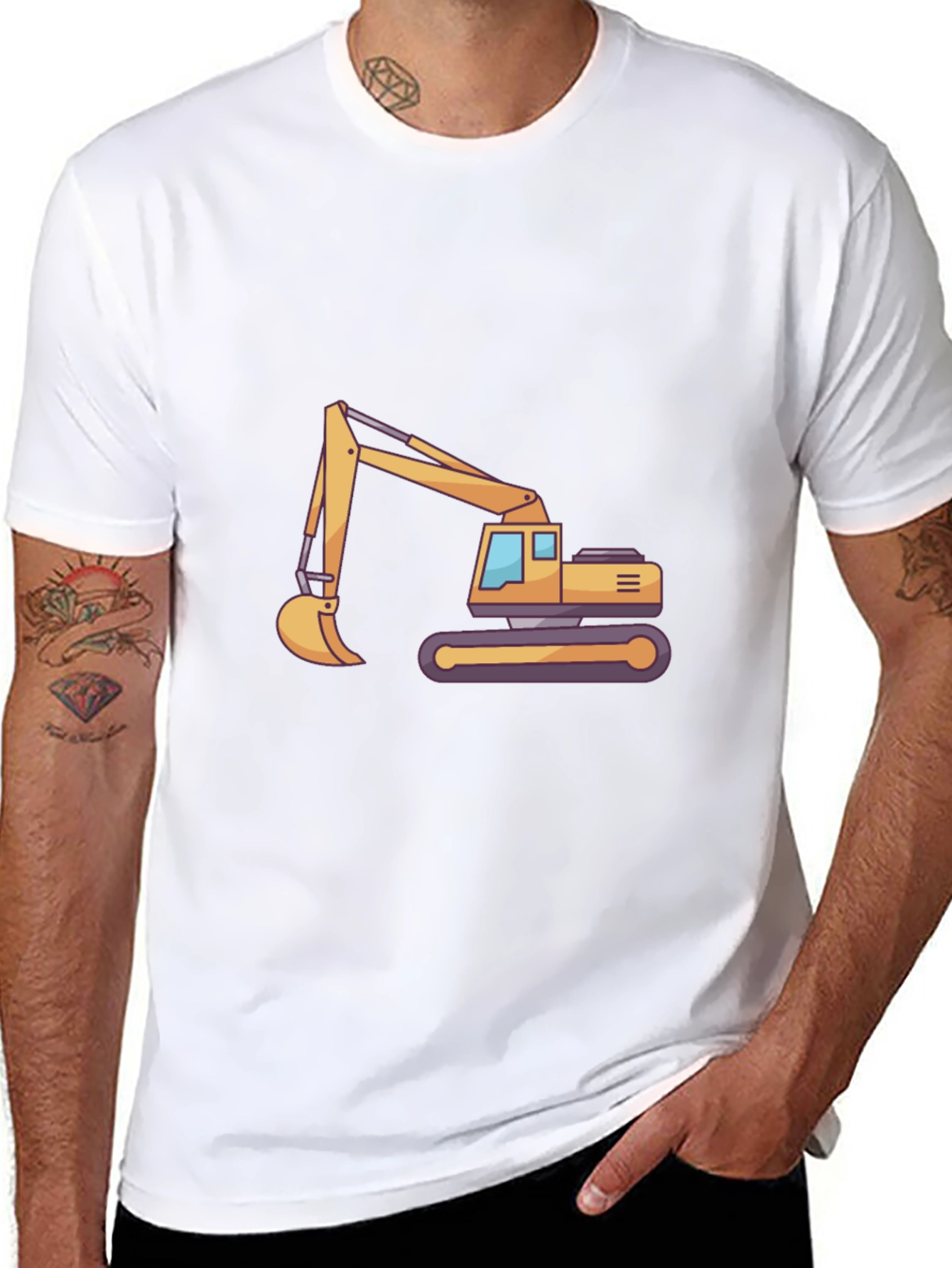 Black Excavator Graphic Tee - Construction Vehicle T-Shirt view 8