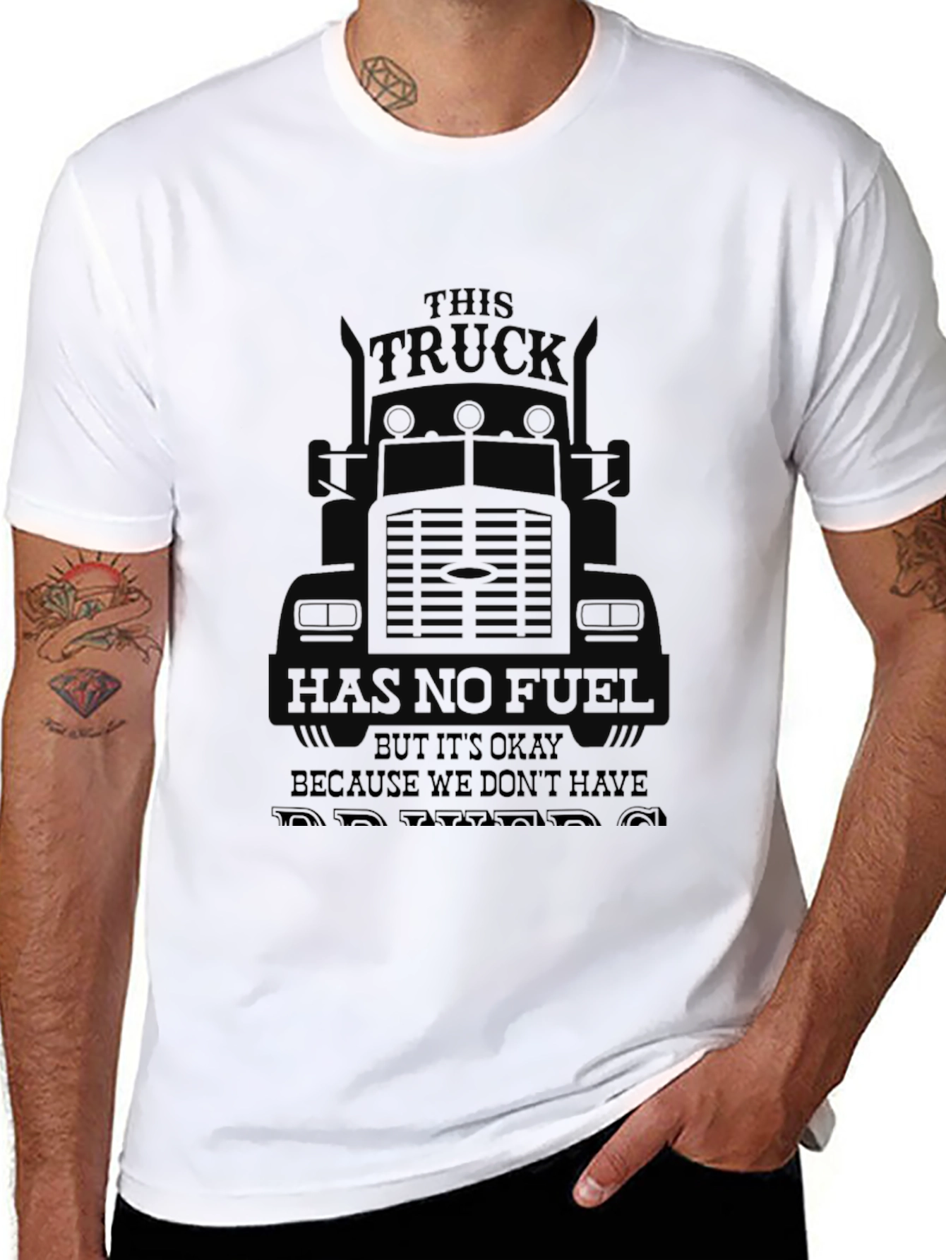 Black Funny Trucker Shirt - No Fuel, No Problems view 8