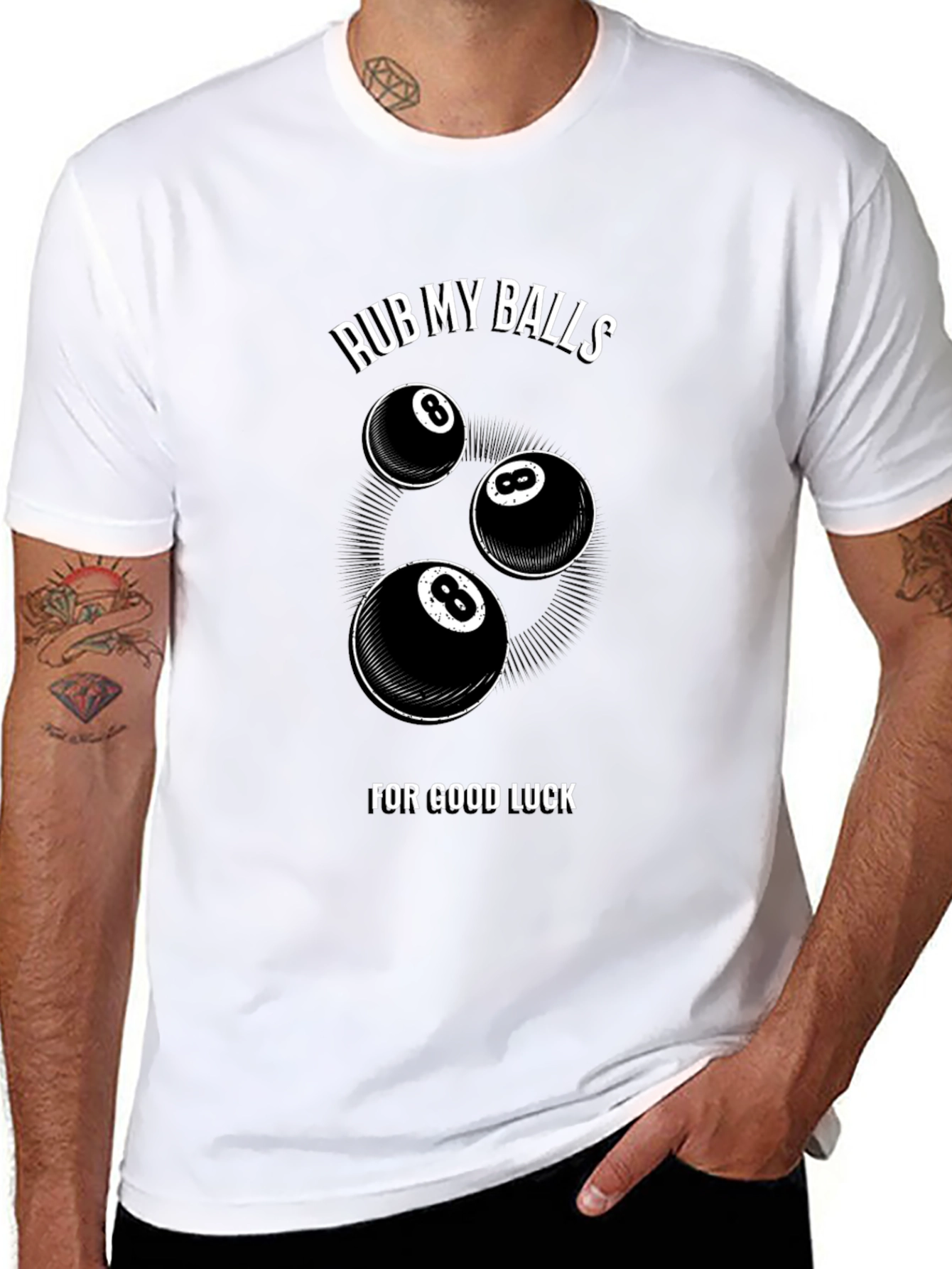 Black Rub My Balls For Good Luck T-Shirt view 8