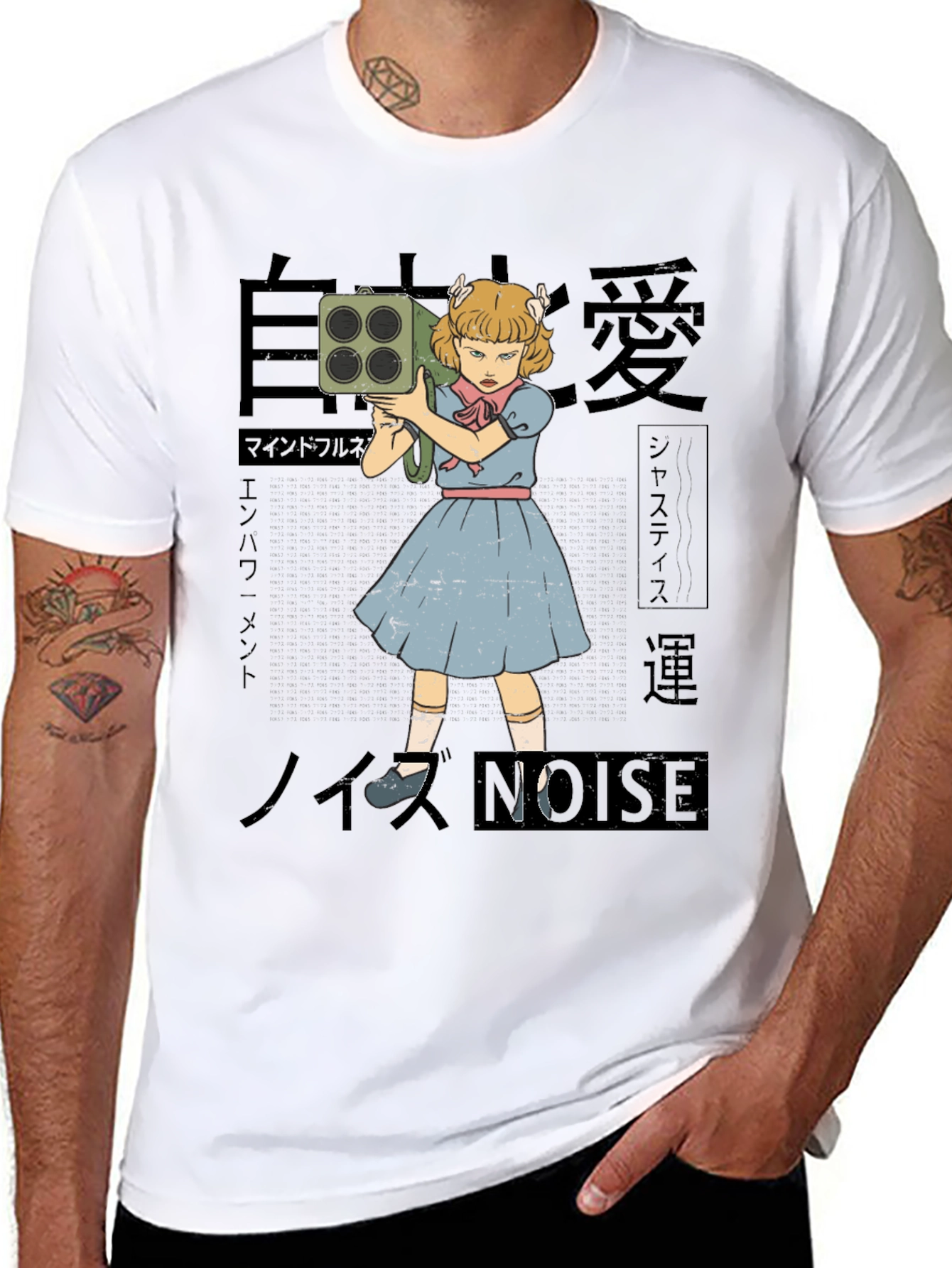 Black Noise Girl Graphic T-Shirt - Edgy Japanese Inspired Tee view 8