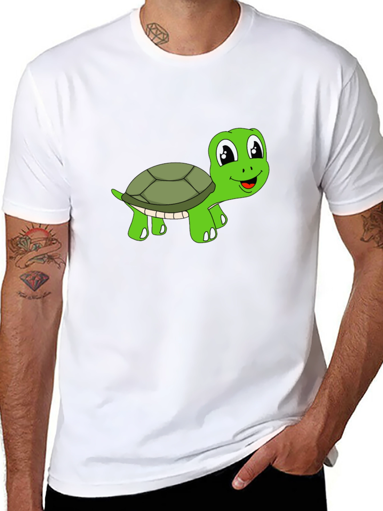 Black Cute Turtle Graphic T-Shirt - Black view 8