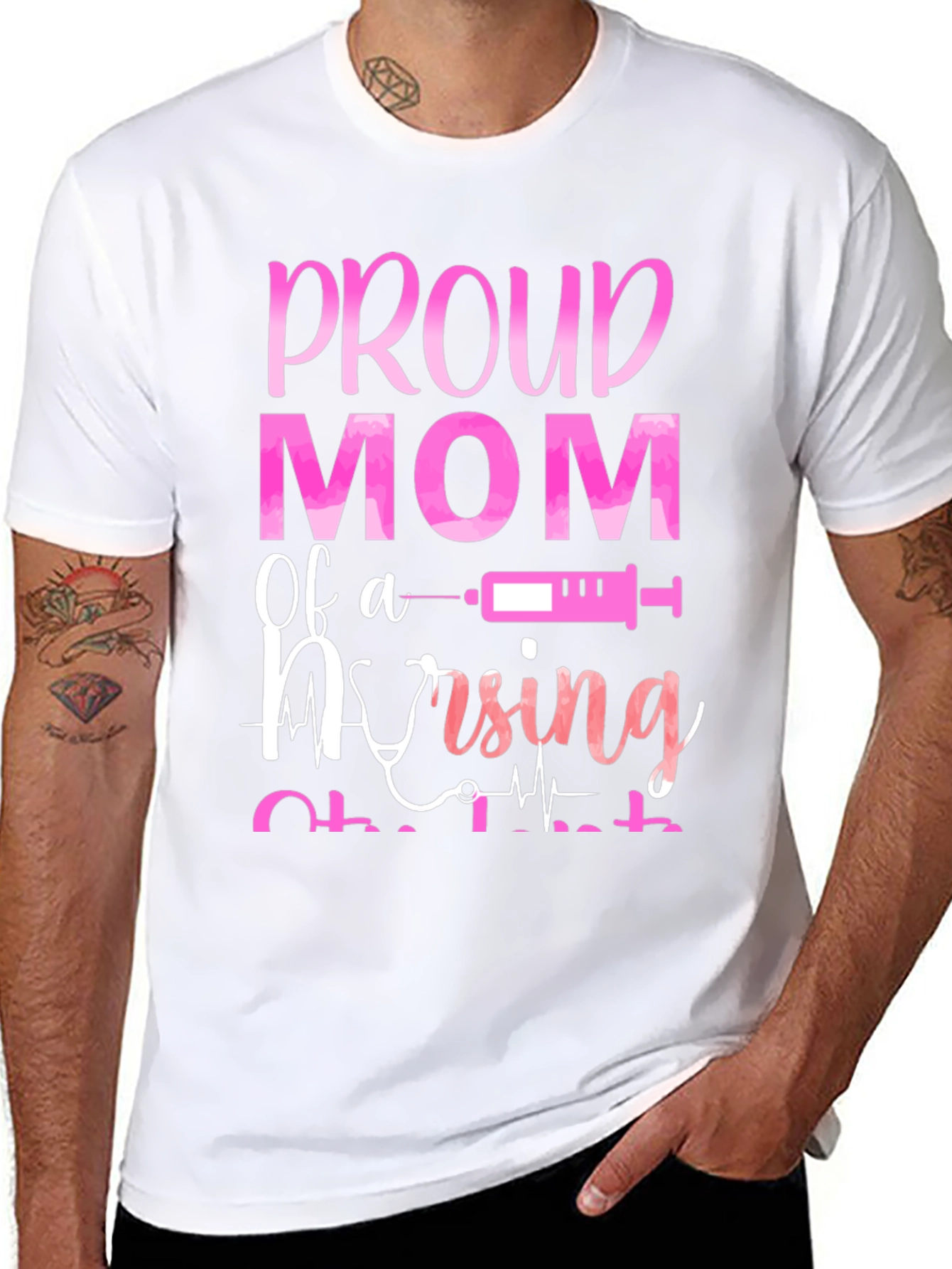 Black Proud Mom of a Nursing Student T-Shirt view 8