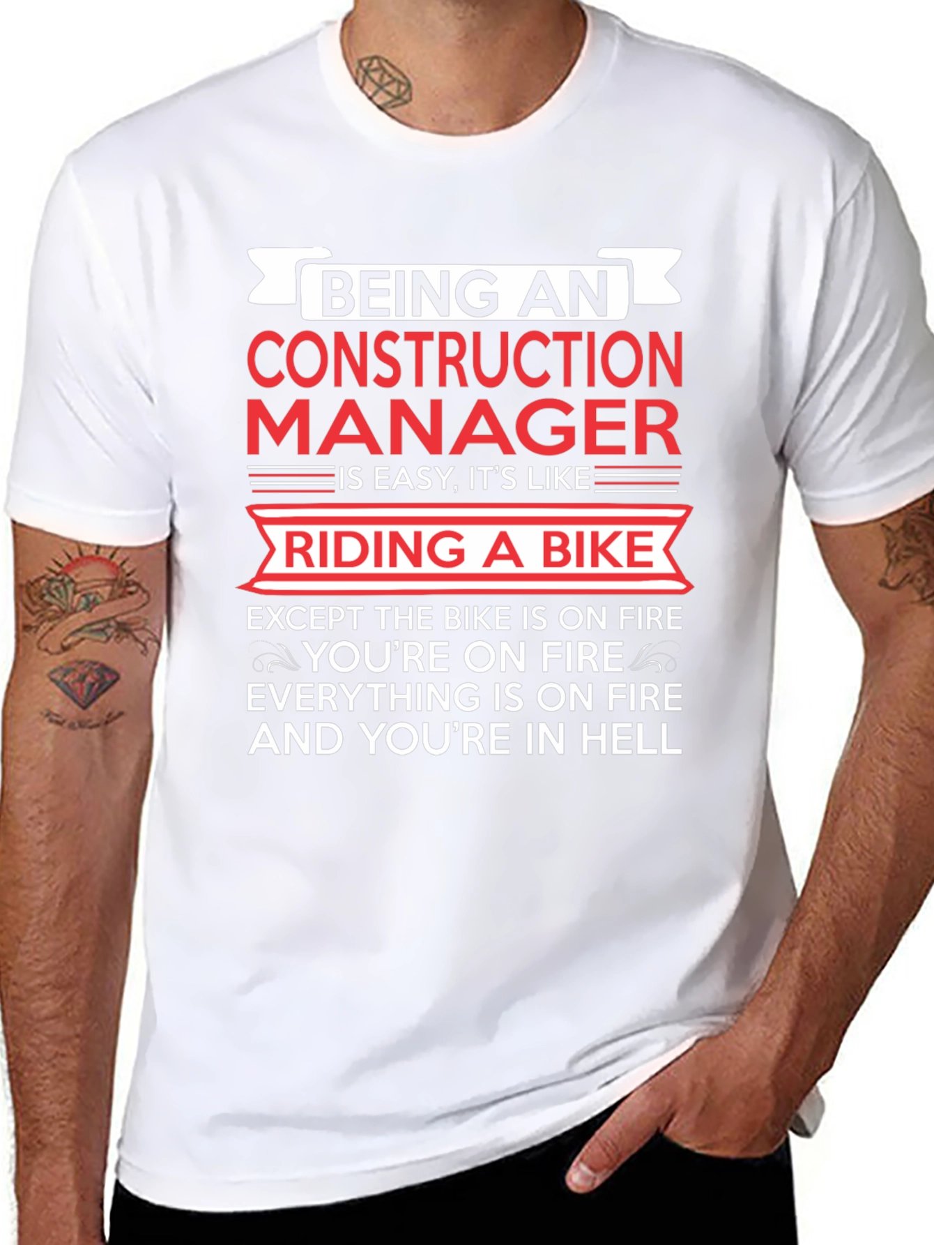 Black Construction Manager Funny T-Shirt view 8