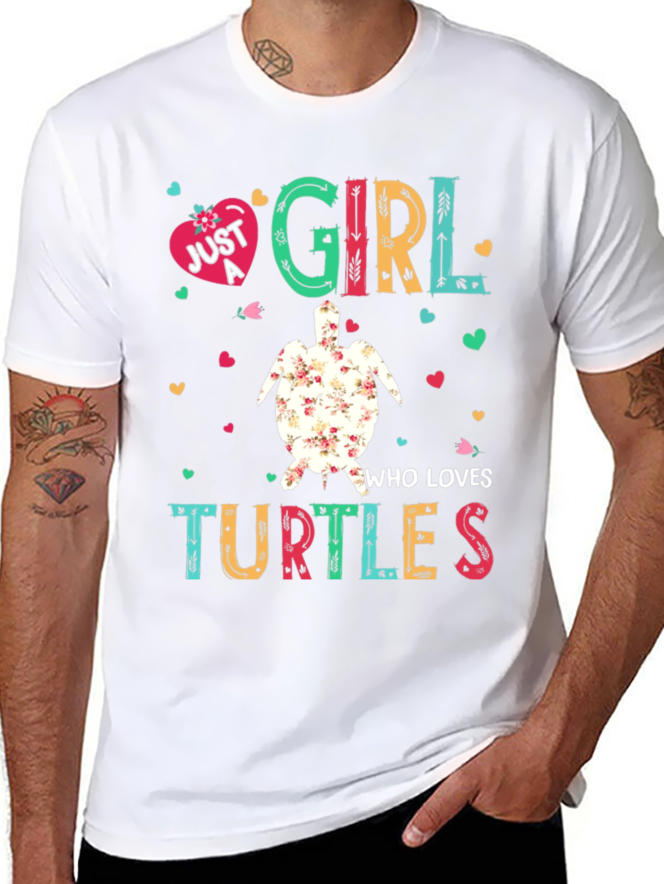 Black Just A Girl Who Loves Turtles T-Shirt view 8