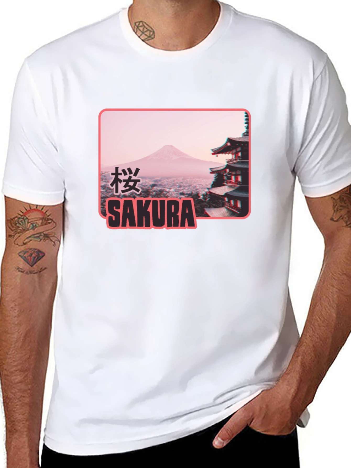 Black Sakura Japan Graphic T-Shirt - Black view 8