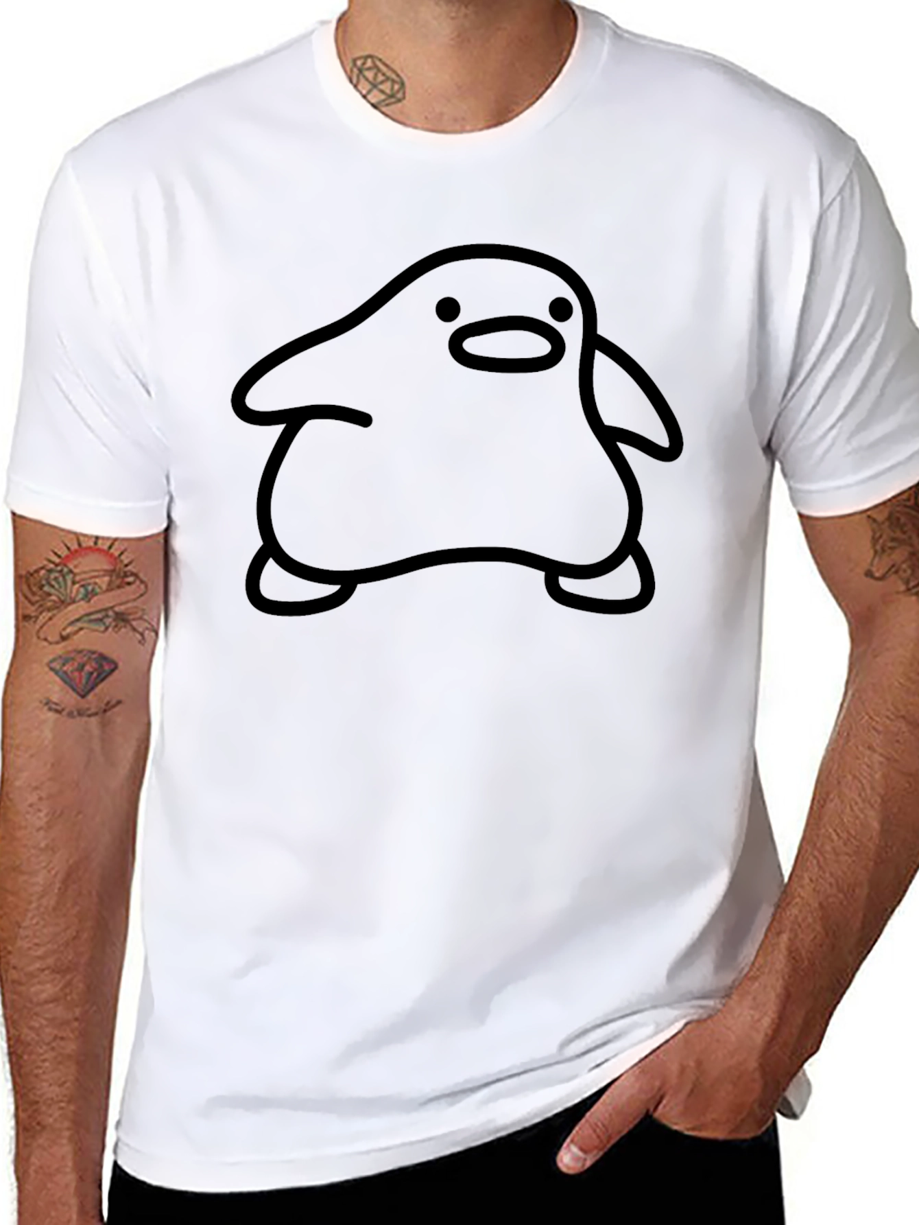 Black Men's Black Graphic Tee - Blob Character view 8
