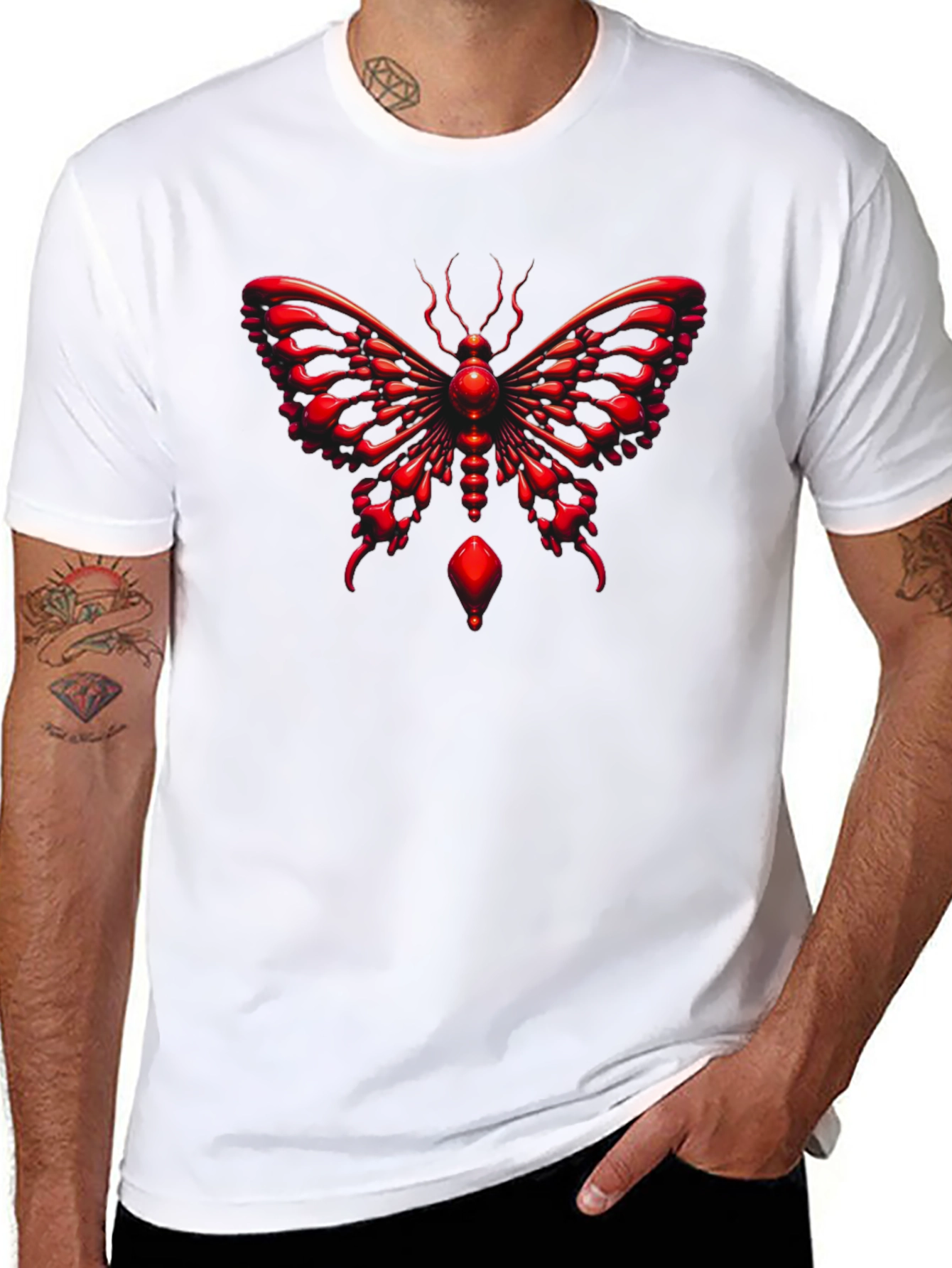 Black Red Butterfly Graphic Tee view 8