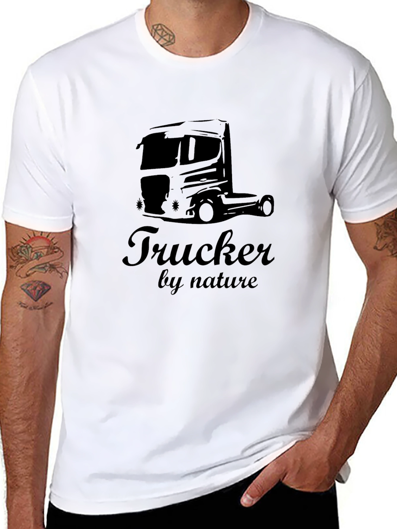 Black Trucker By Nature Graphic Tee - Black view 8