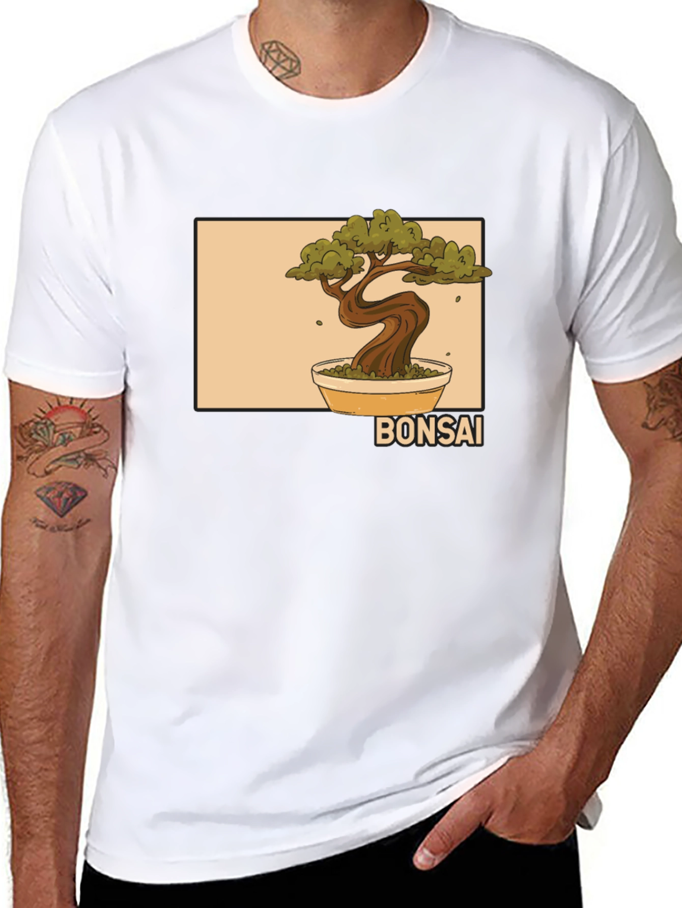 Black Bonsai Tree Graphic Black T-Shirt view 8