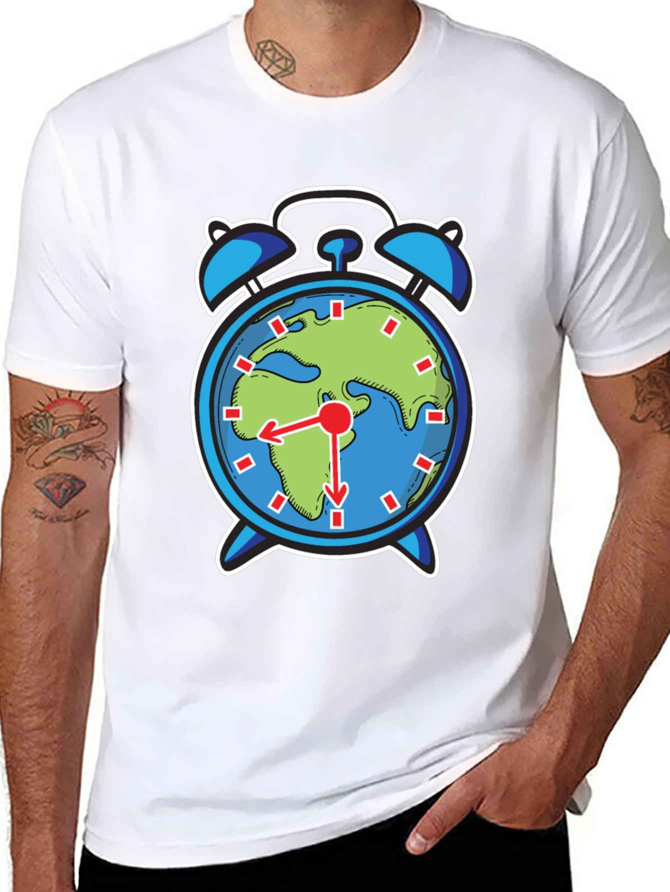Black Earth Alarm Clock Graphic Tee - Time to Act! view 8