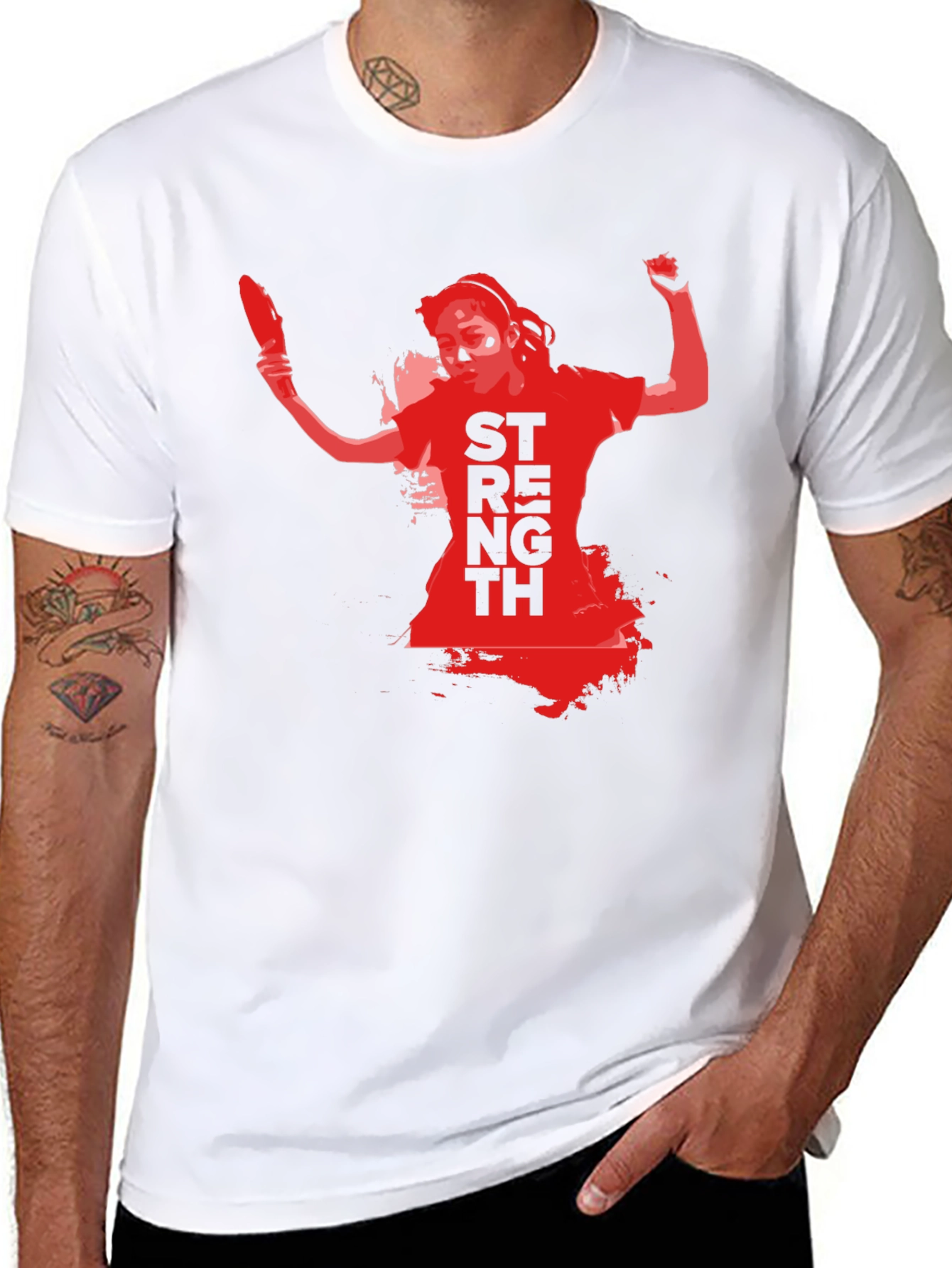 Black Strength Woman Graphic T-Shirt - Black view 8