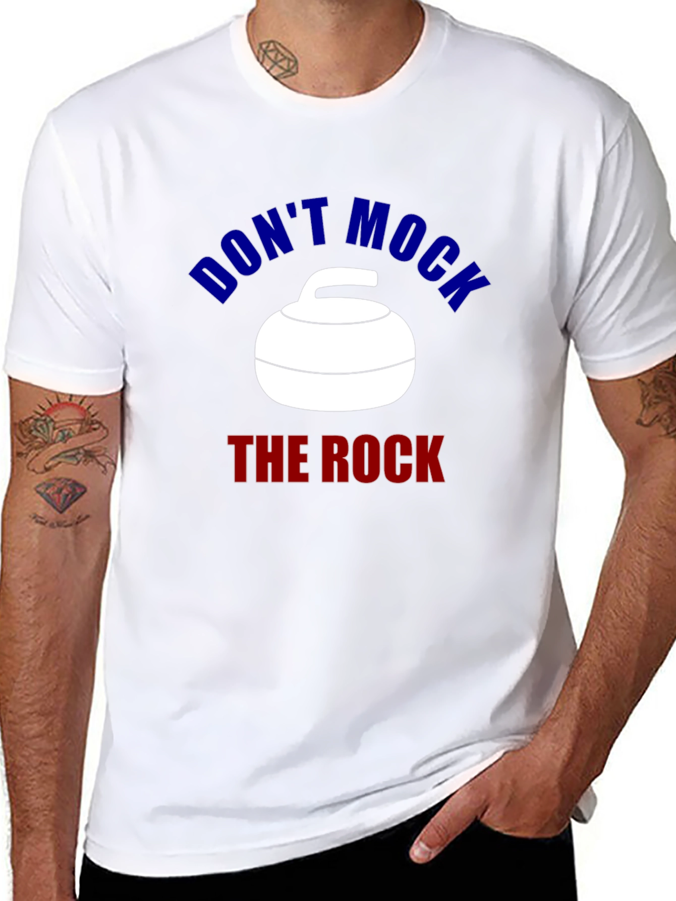 Black Don't Mock The Rock Curling T-Shirt view 8