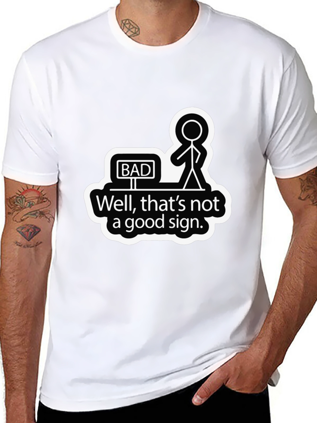 Black Bad Sign Graphic Tee - Humorous Sarcastic Shirt view 8
