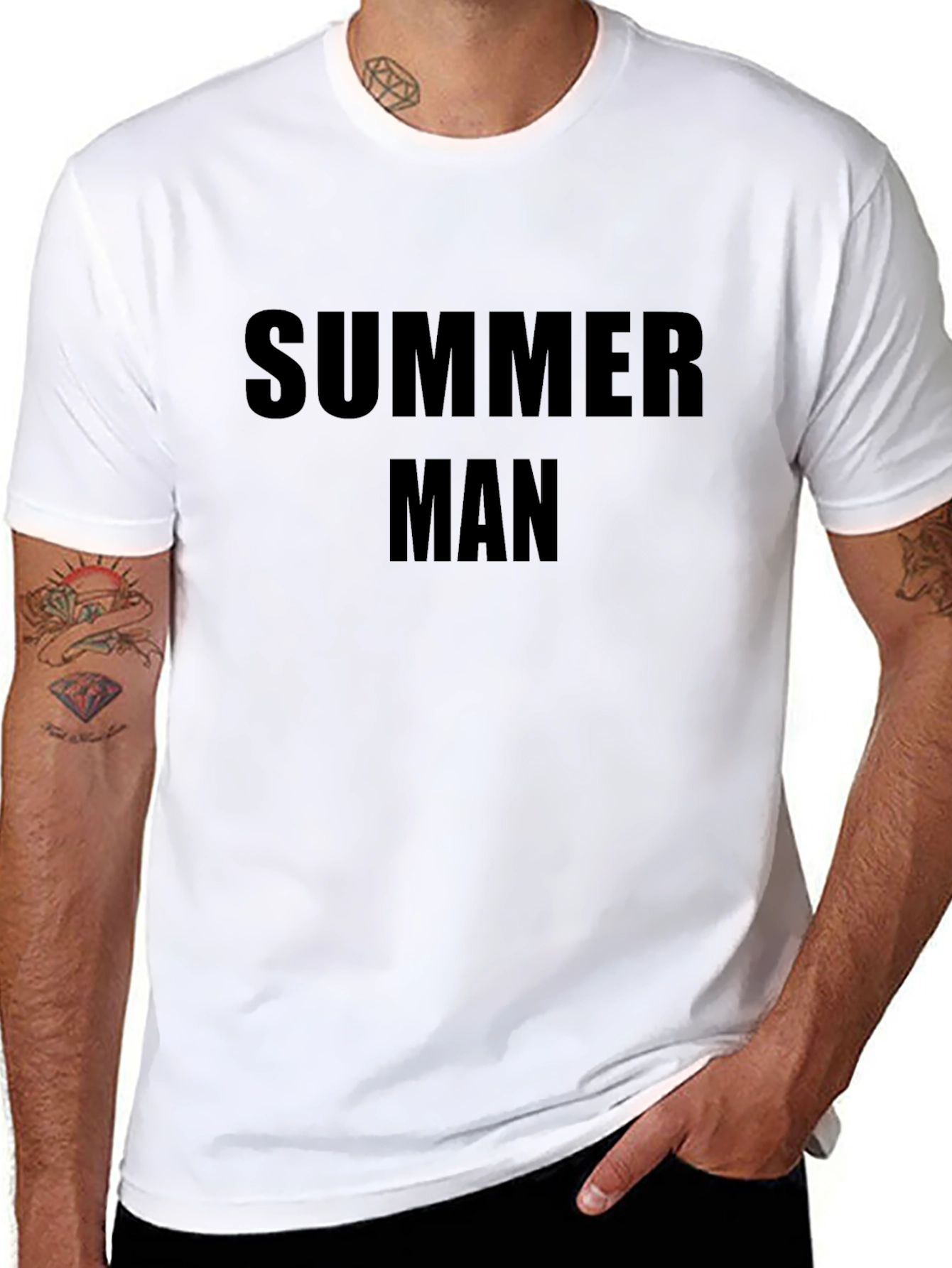 Black Summer Man Black Graphic Tee - Stylish Casual Wear view 8