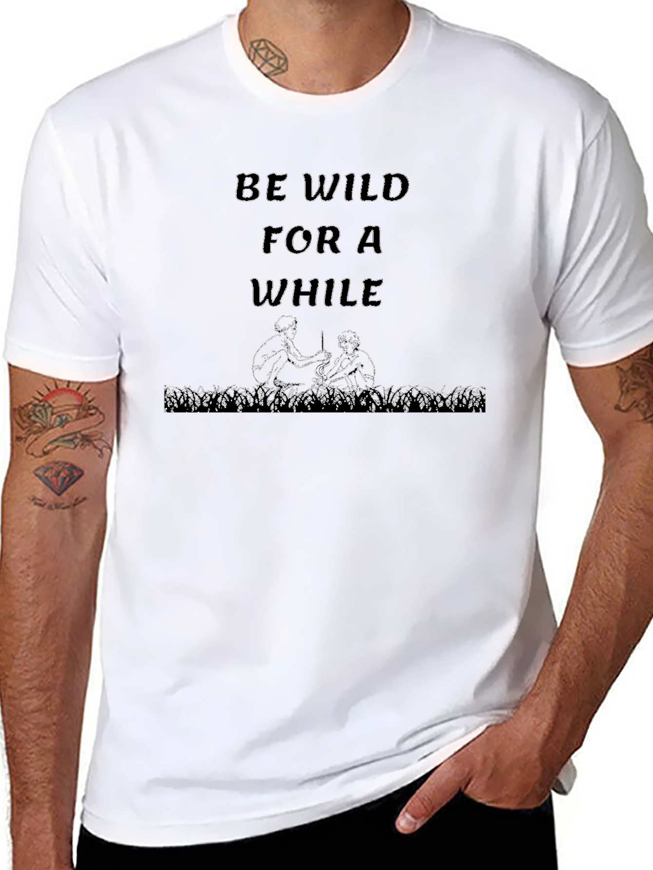 Black Be Wild For A While Graphic Tee view 8