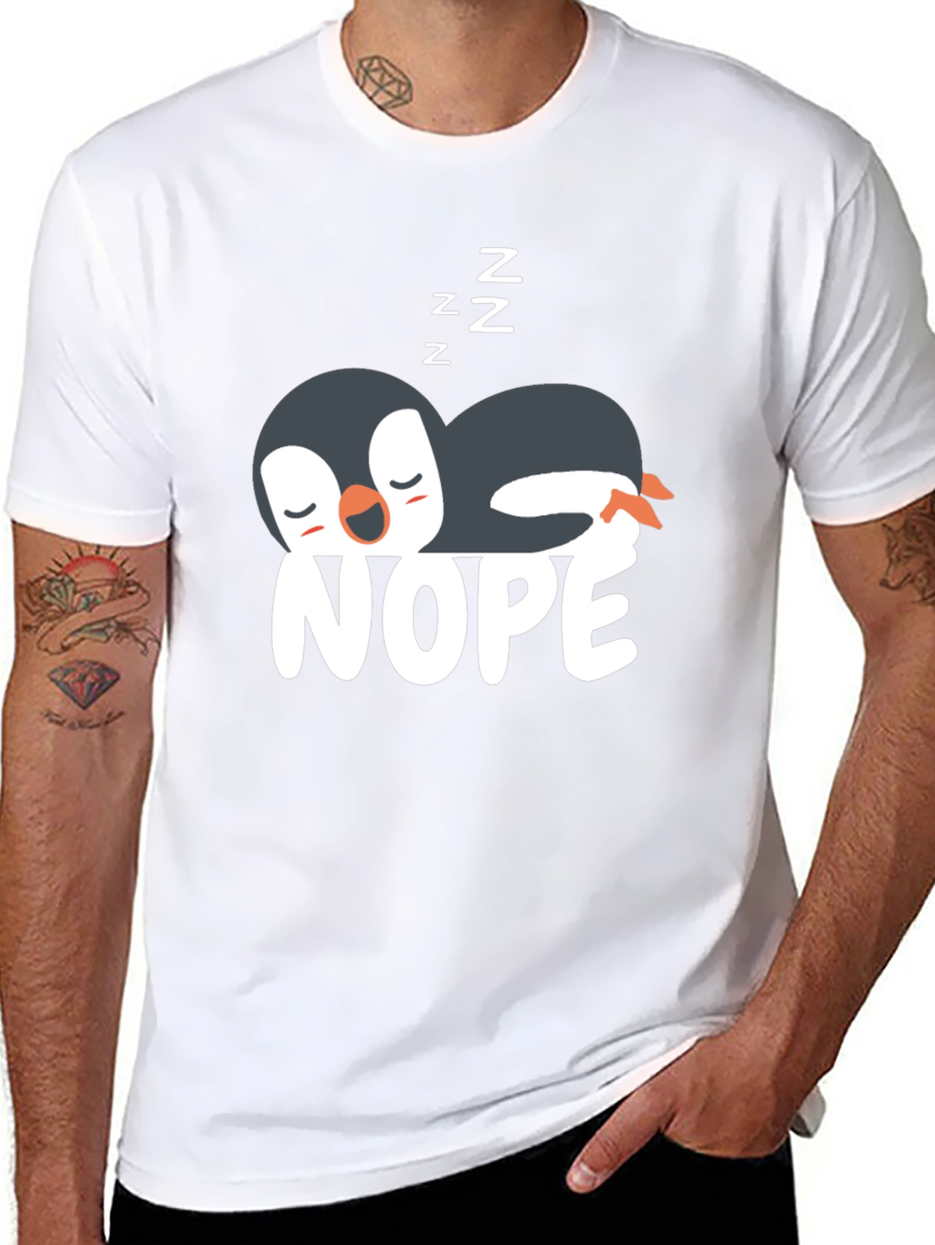 Black Nope Penguin T-Shirt - Funny & Relaxed Style view 8