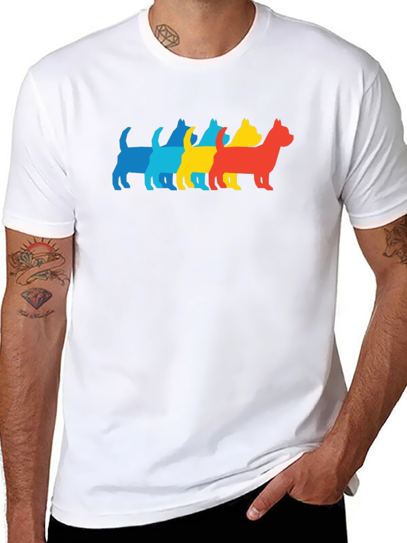 Black Pop Art Dog Silhouette Graphic Tee view 8
