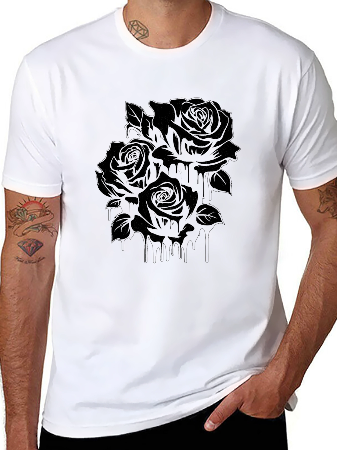 Black Black Roses Graphic T-Shirt view 8