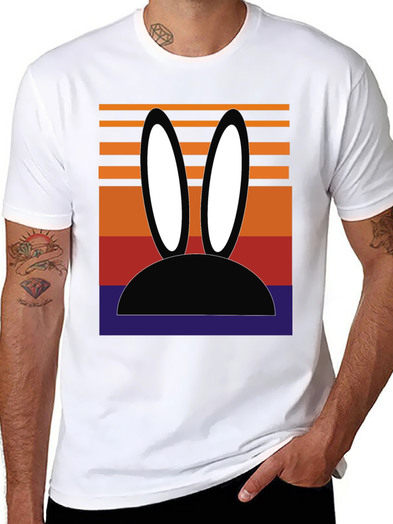Black Retro Bunny Ears Graphic Tee view 8