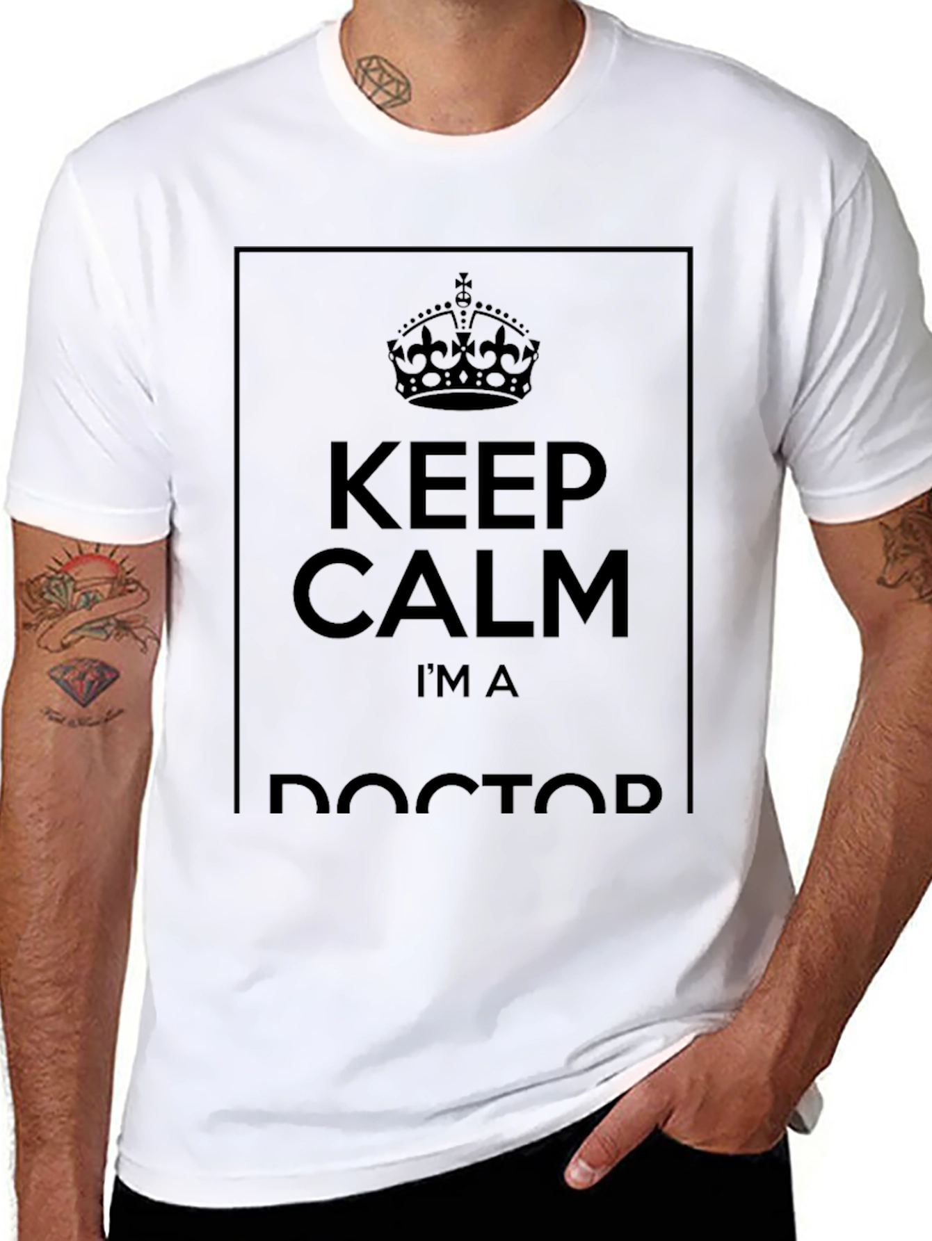 Black Keep Calm I'm a Doctor Black T-Shirt view 8