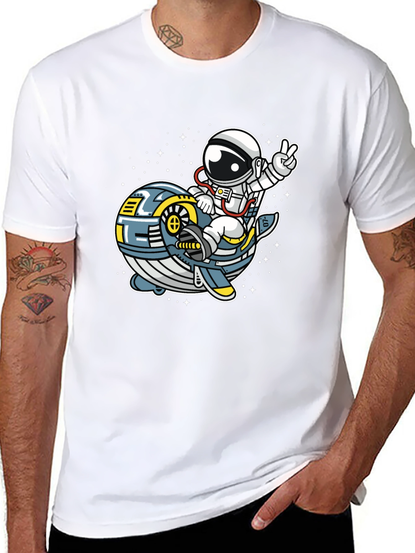 Black Astronaut Whale Space Ride T-Shirt view 8