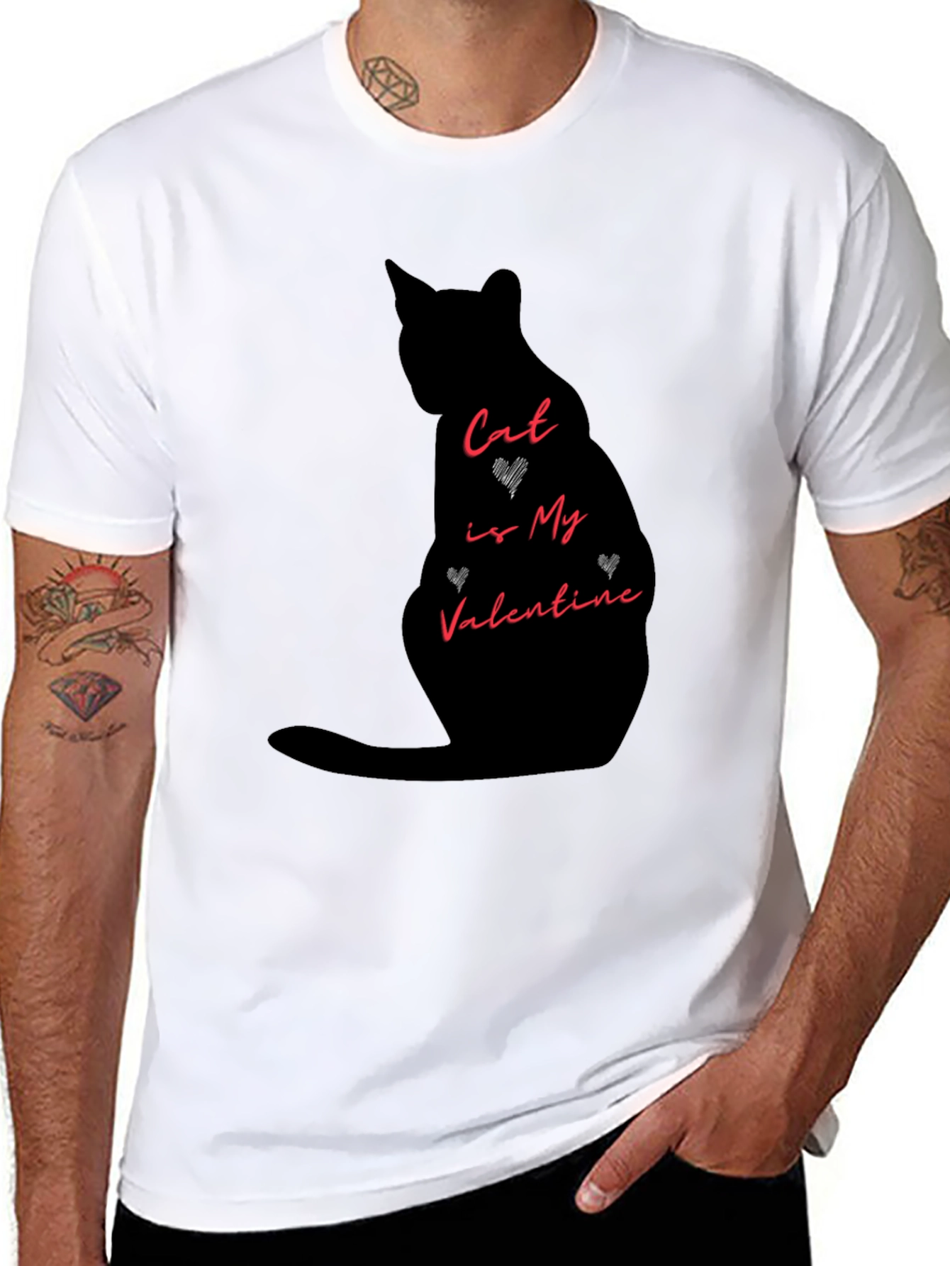 Black Cat is My Valentine Graphic Tee view 8