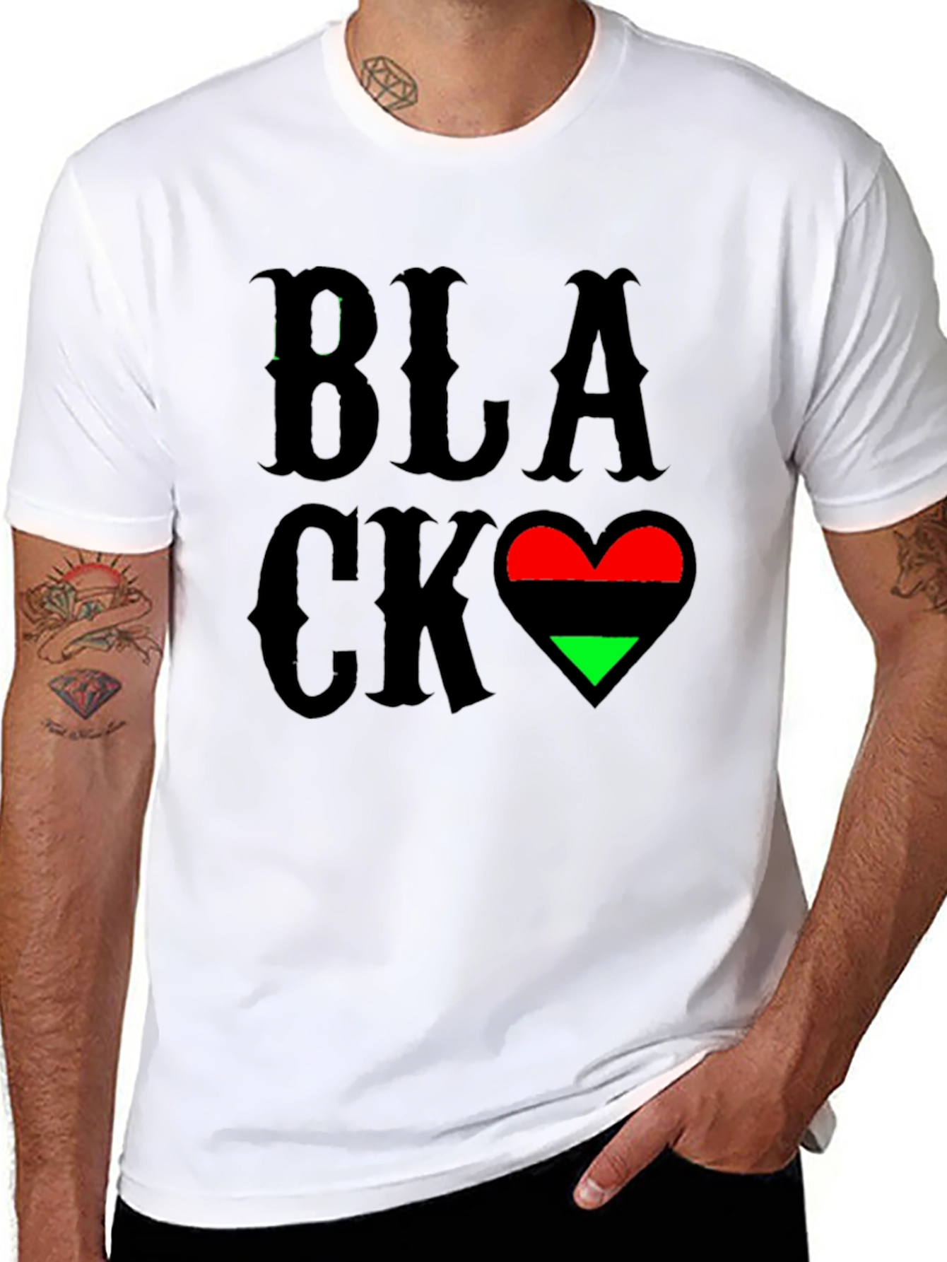 Black Black Love Heart T-Shirt - Pan-African Colors view 8
